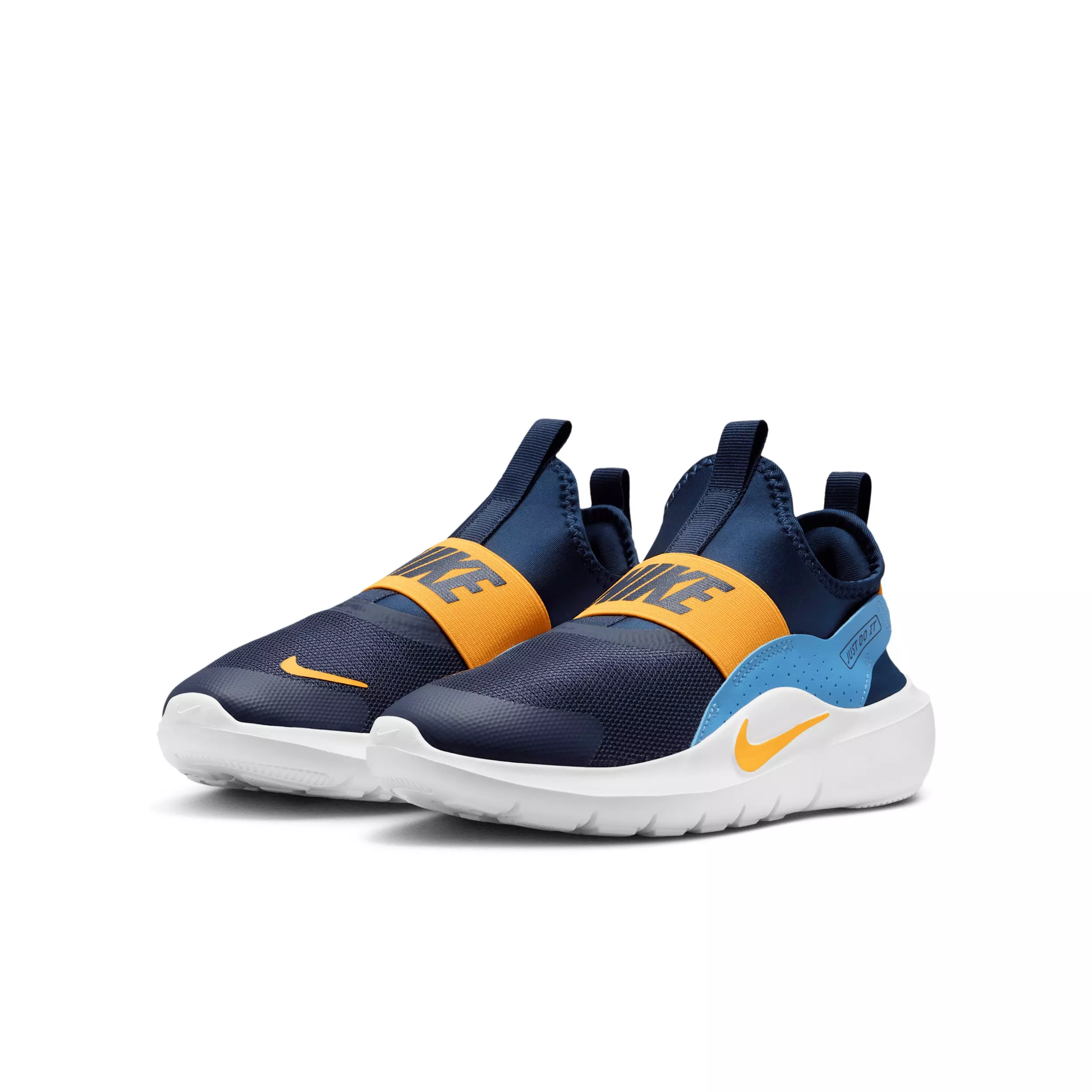 Nike Flex Runner 4 "Midnight Navy/Blue/White/Laser Orange" Grade School Boys' Running Shoe - NAVY/BLUE/WHITE/ORANGE