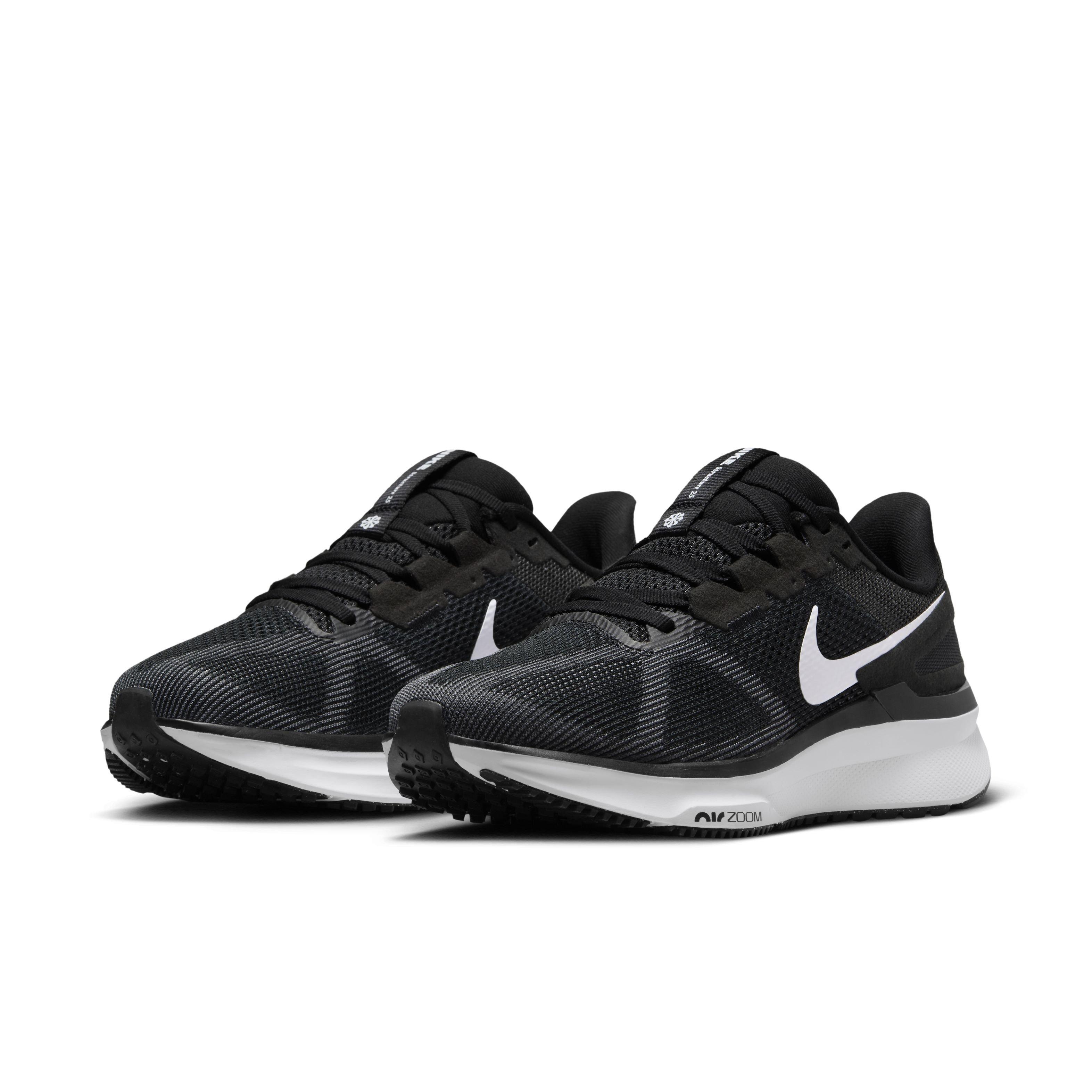 Nike Structure 25 "Black/Dark Smoke Grey/White" Women's Wide Running Shoe - BLACK/DK GREY/WHITE Thumbnail View 3