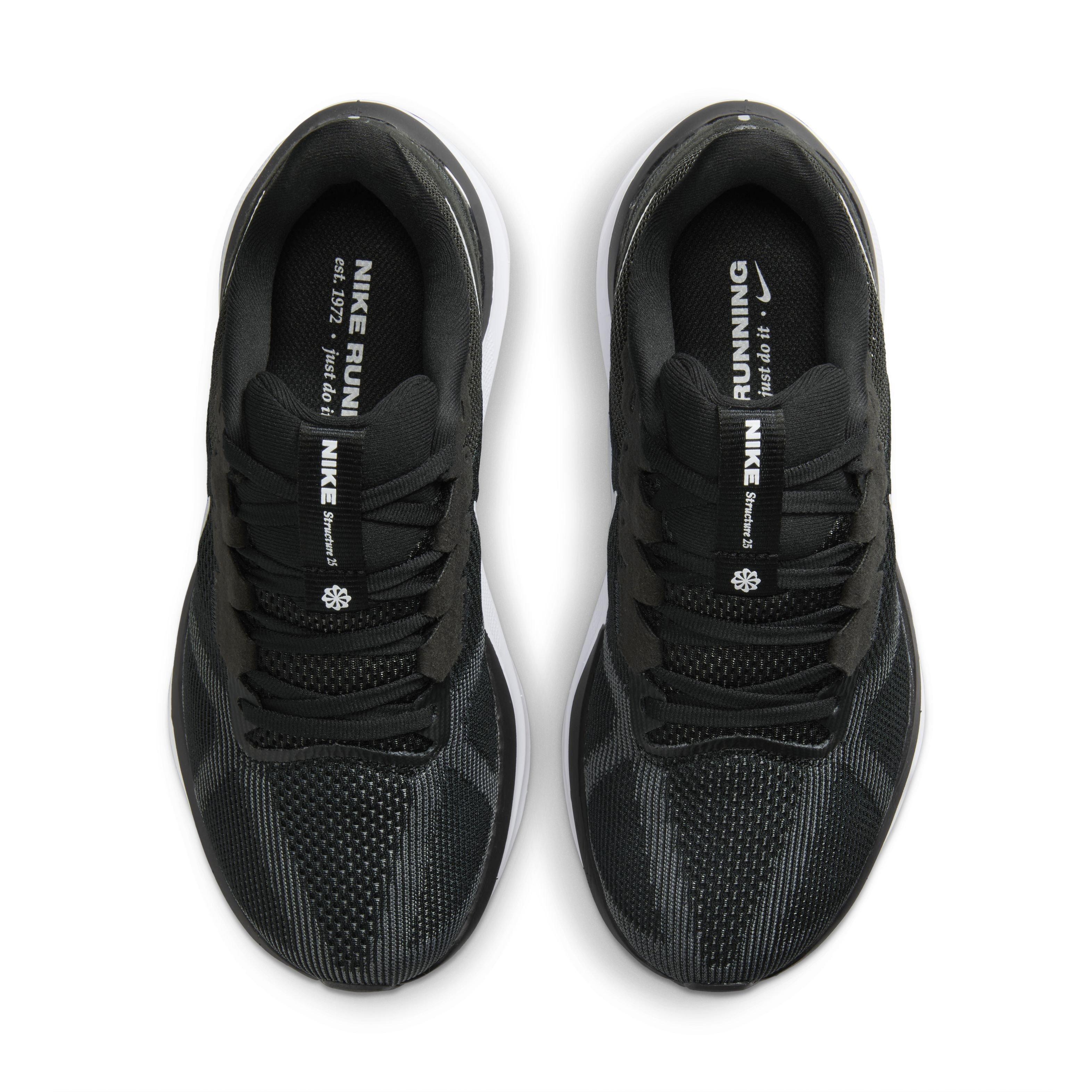 Nike Structure 25 "Black/Dark Smoke Grey/White" Women's Wide Running Shoe - BLACK/DK GREY/WHITE Thumbnail View 4