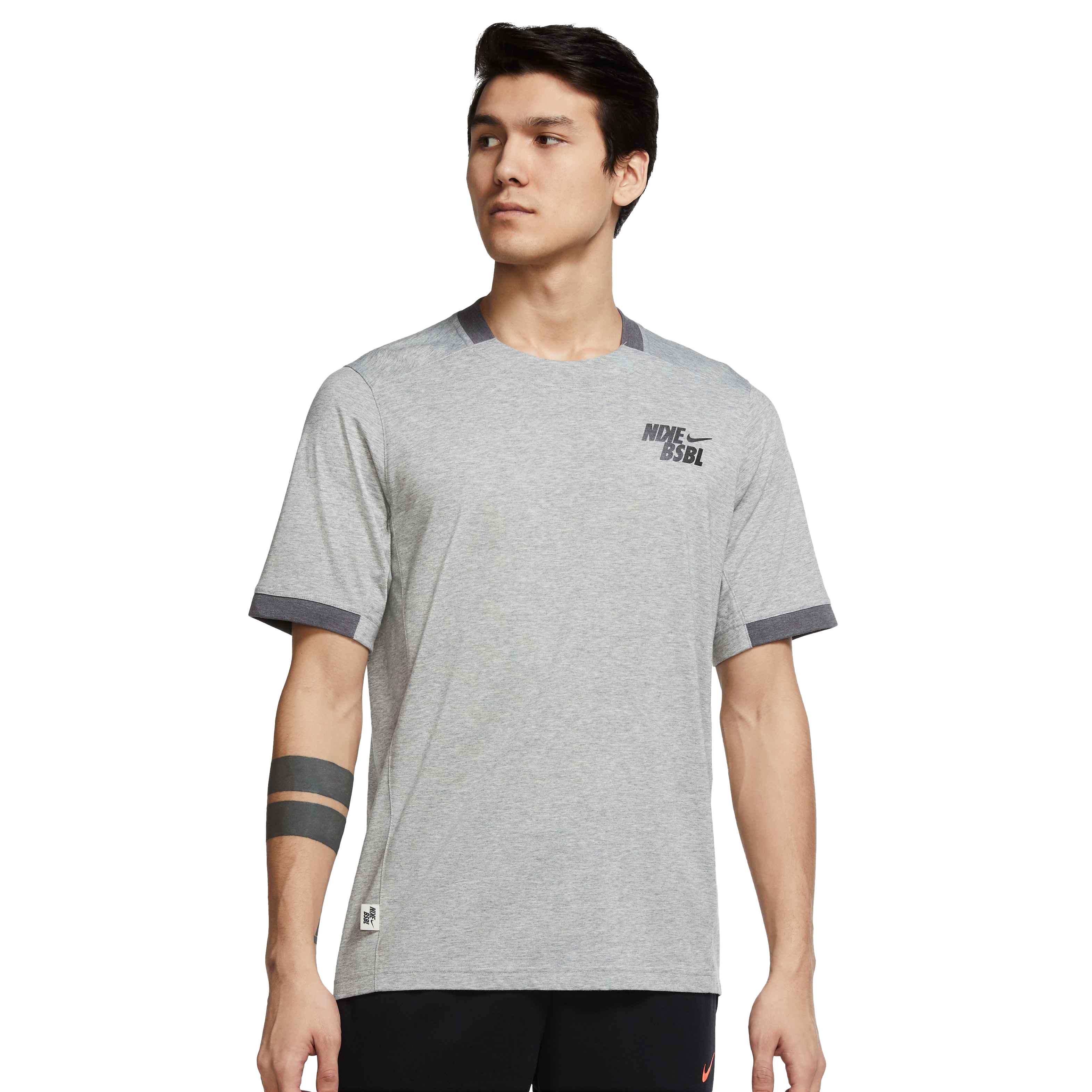 Nike Men's Dri-FIT Flux SS Baseball Top - GREY Thumbnail View 1