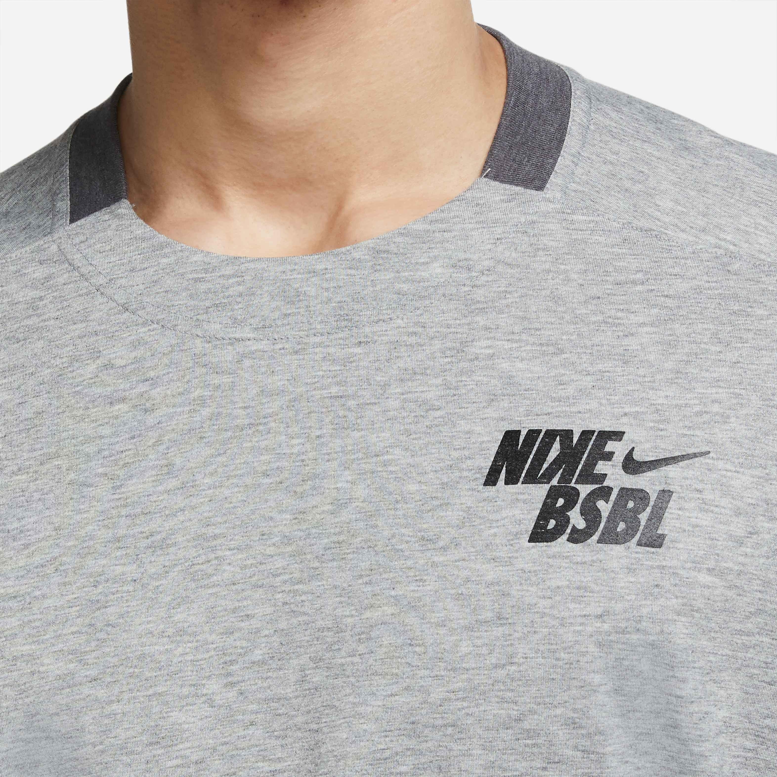 Nike Men's Dri-FIT Flux SS Baseball Top - GREY Thumbnail View 3
