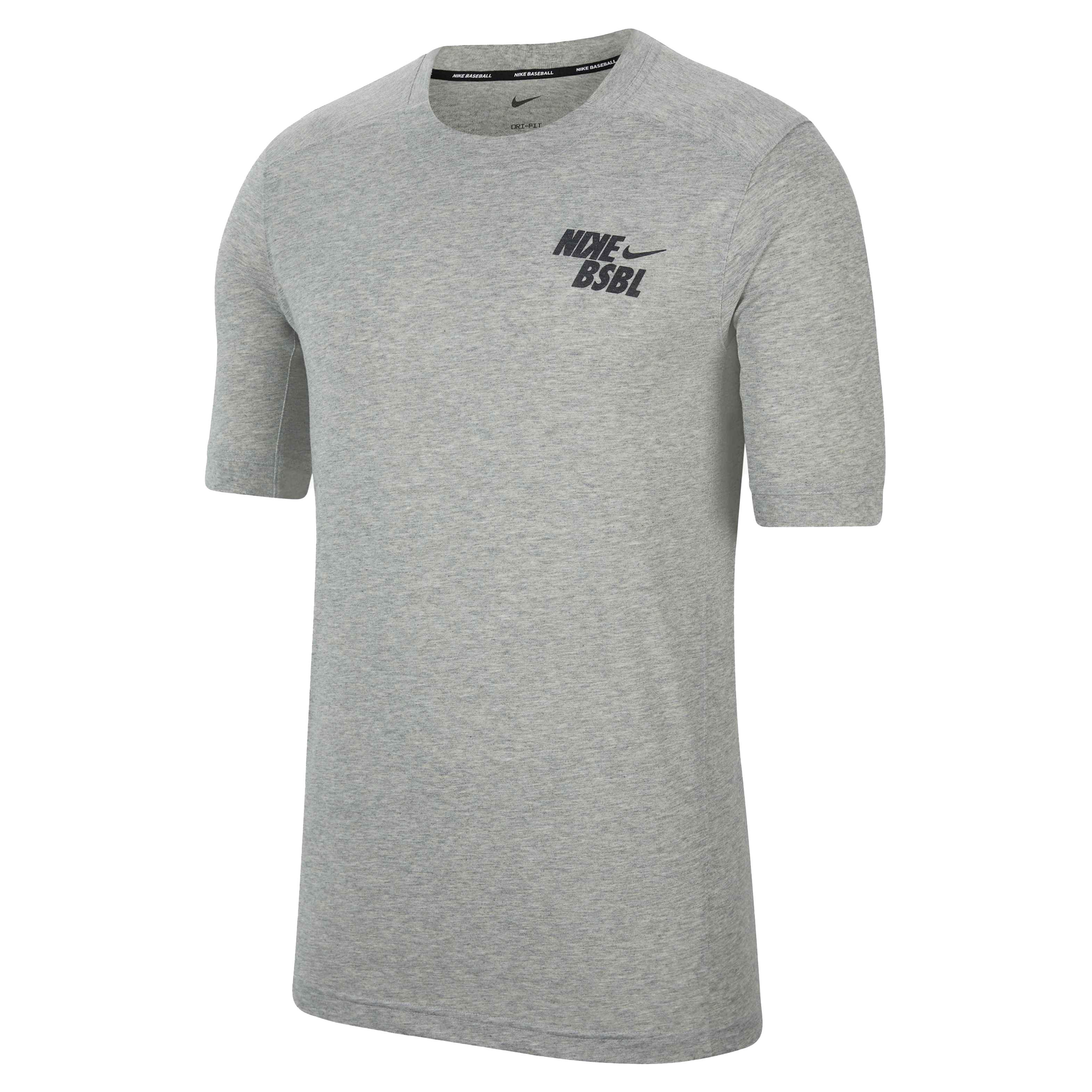 Nike Men's Dri-FIT Flux SS Baseball Top - GREY Thumbnail View 4