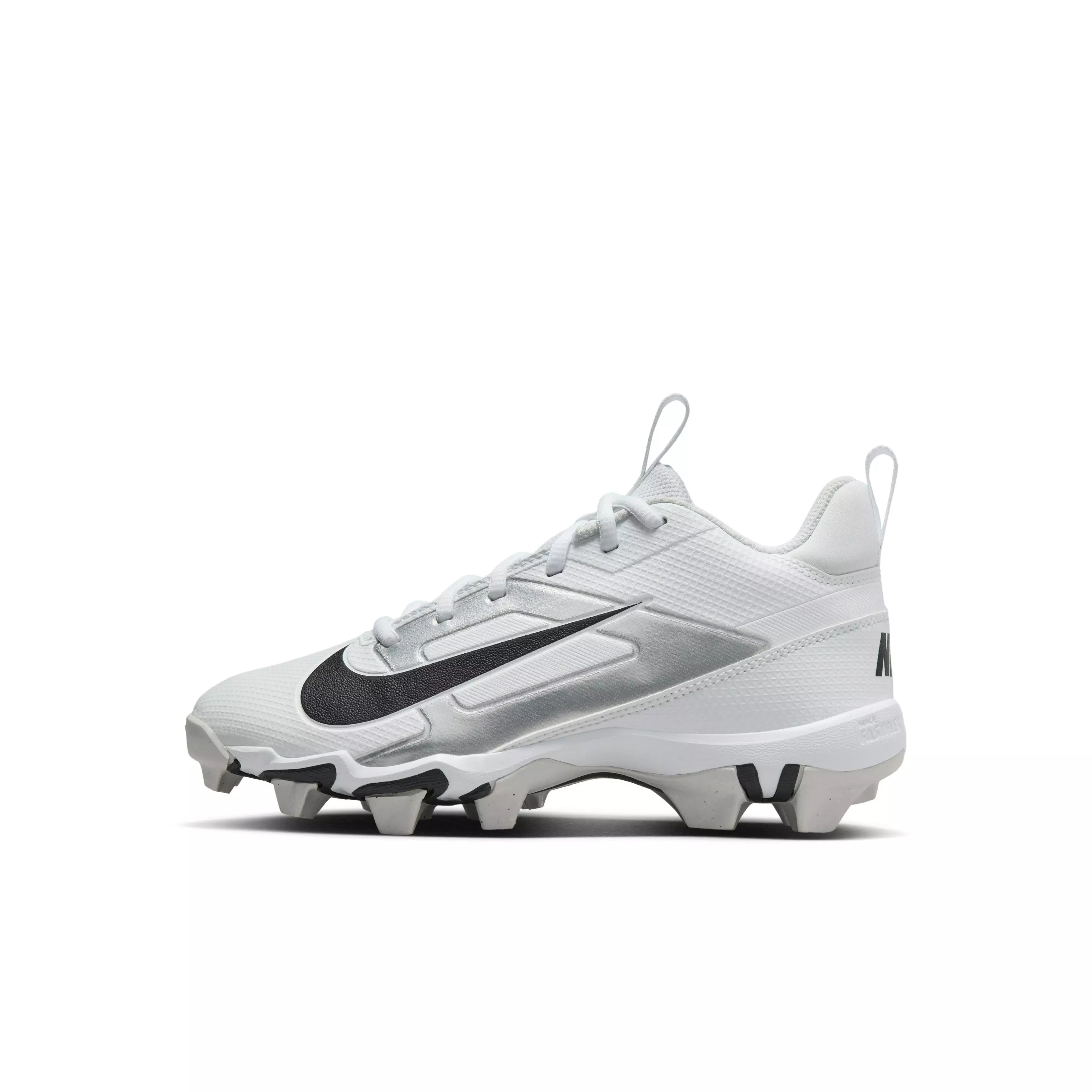 Nike Alpha Menace 4 Shark "White/Metallic Silver/Photon Dust/Black" Preschool Boys' Football Cleat - WHITE/SILVER/DUST/BLACK