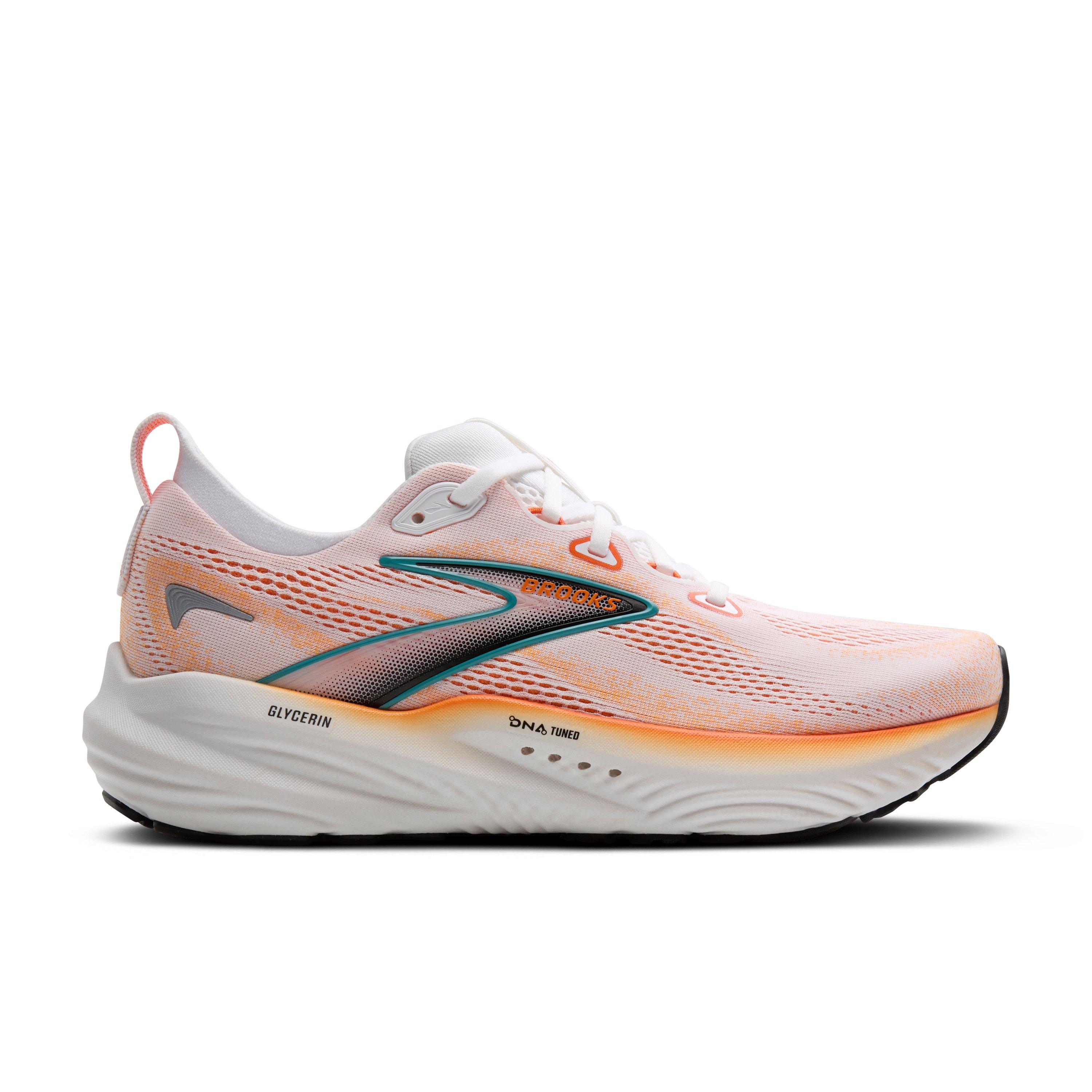 Brooks Glycerin 22 "White/Orange/Green Blue Slate" Men's Running Shoe - WHITE/ORANGE/SLATE Thumbnail View 1