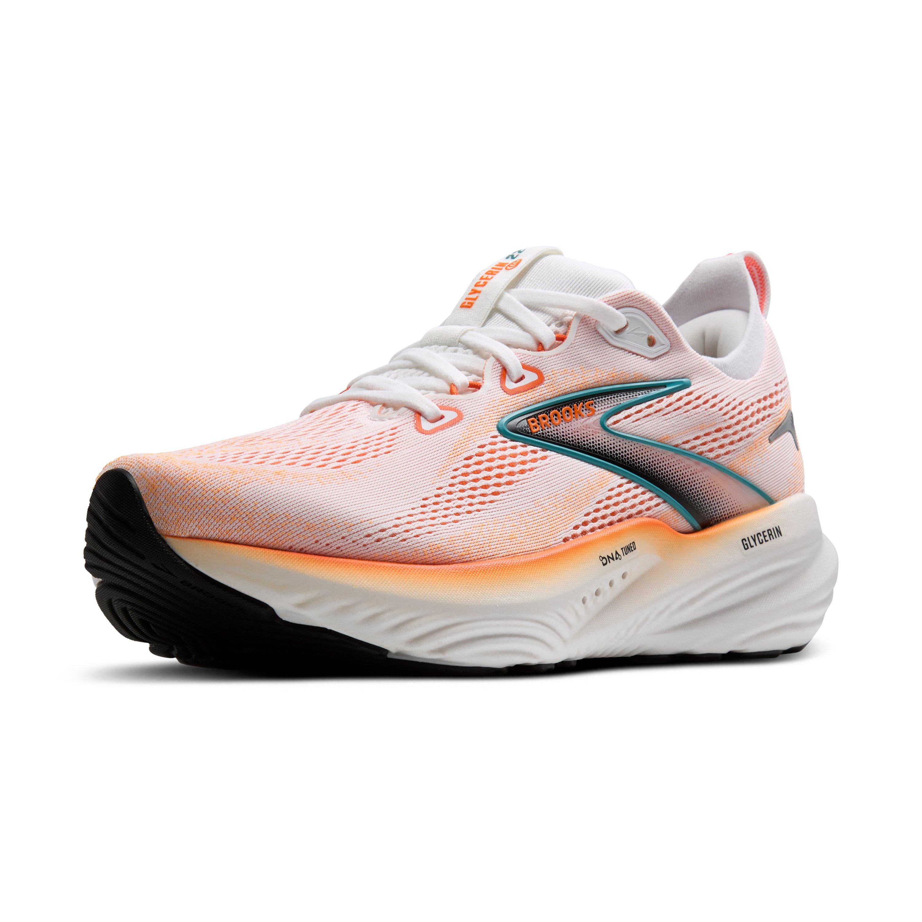 Brooks Glycerin 22 "White/Orange/Green Blue Slate" Men's Running Shoe - WHITE/ORANGE/SLATE Thumbnail View 3