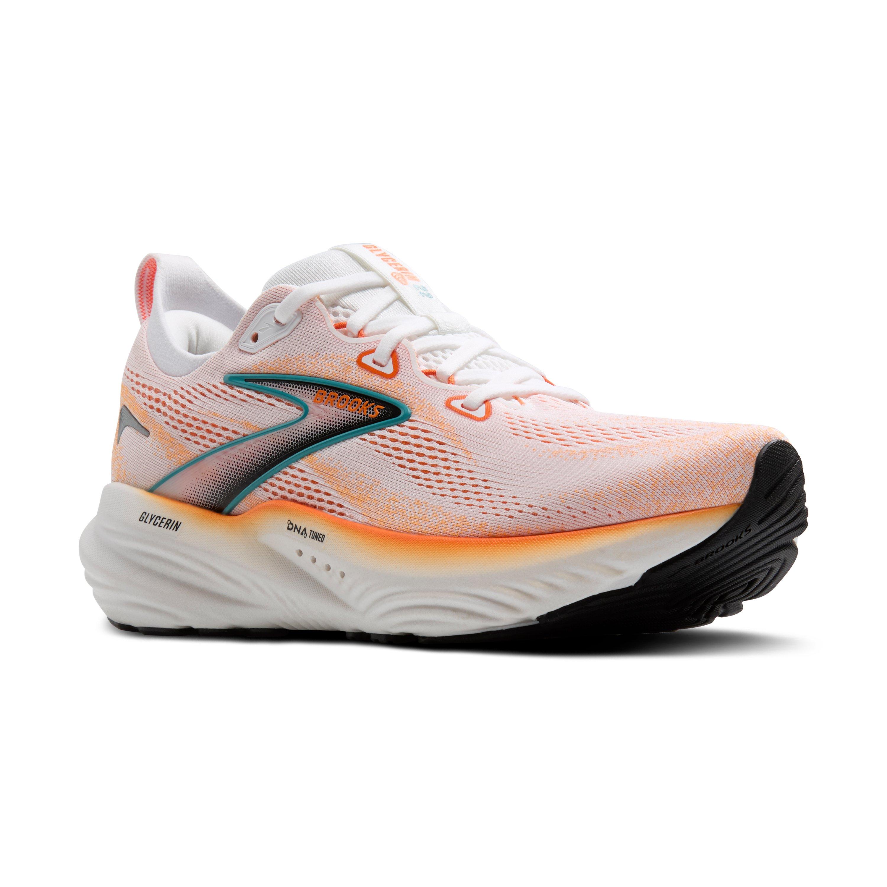 Brooks Glycerin 22 "White/Orange/Green Blue Slate" Men's Running Shoe - WHITE/ORANGE/SLATE Thumbnail View 4