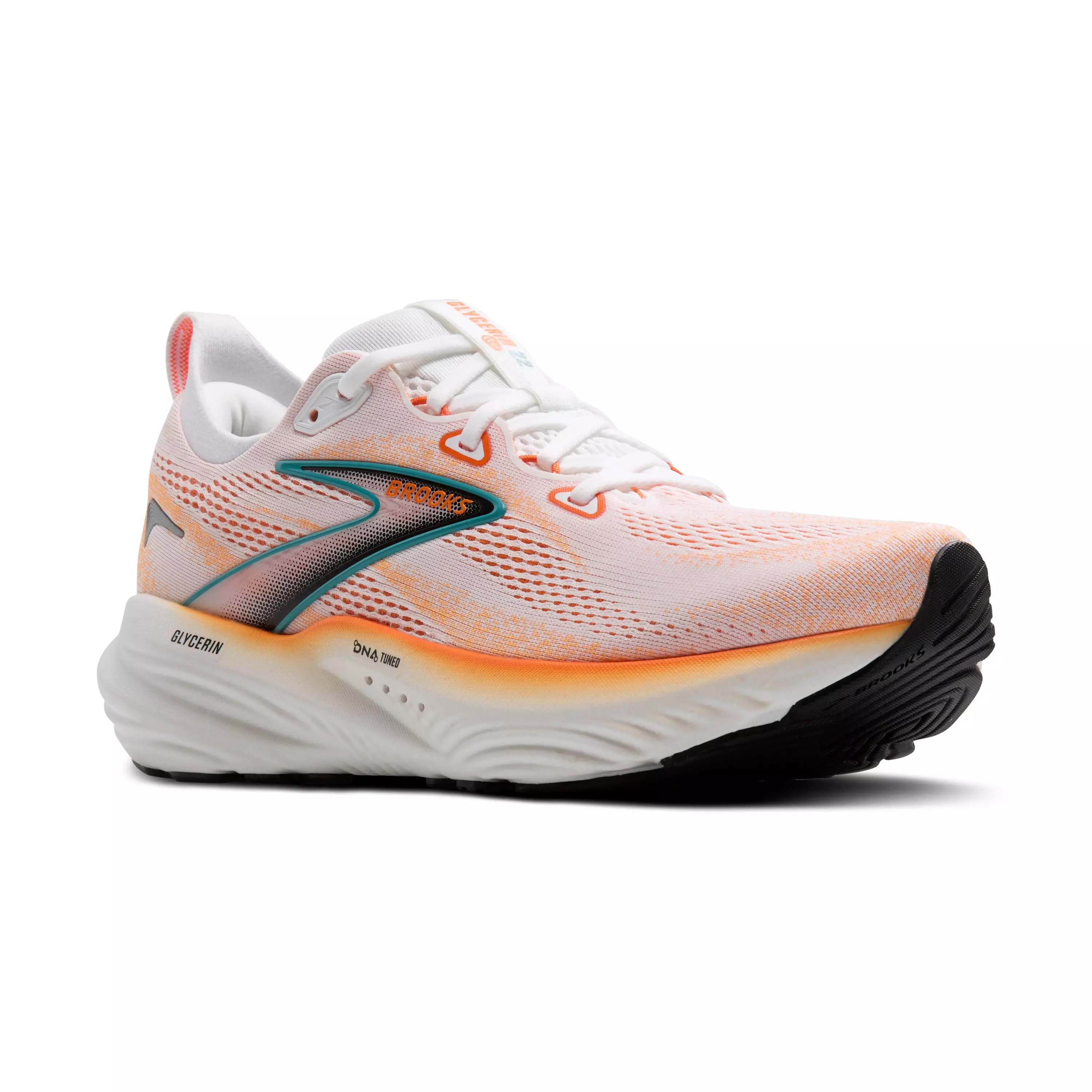 Brooks Glycerin 22 "White/Orange/Green Blue Slate" Men's Running Shoe - WHITE/ORANGE/SLATE