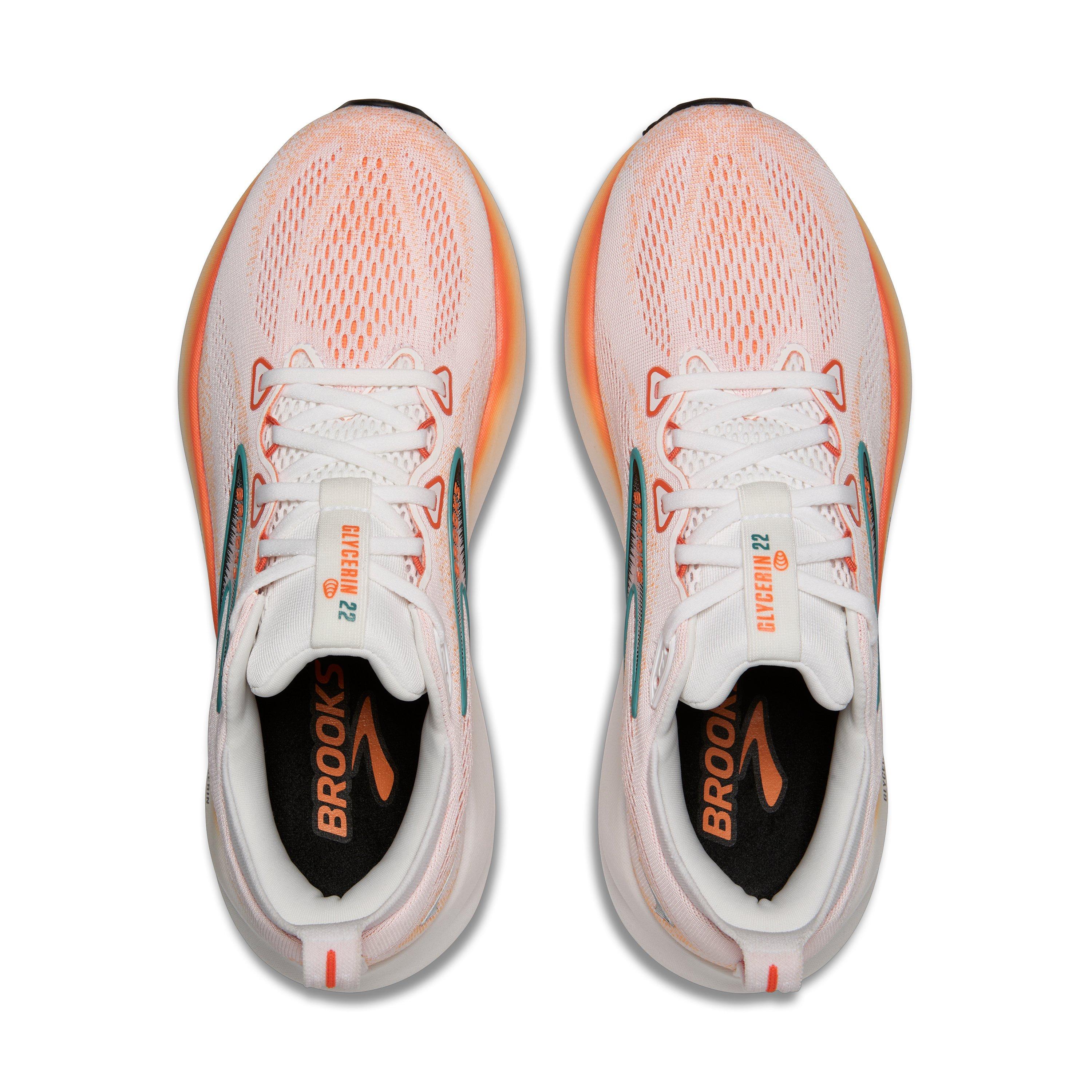 Brooks Glycerin 22 "White/Orange/Green Blue Slate" Men's Running Shoe - WHITE/ORANGE/SLATE Thumbnail View 5