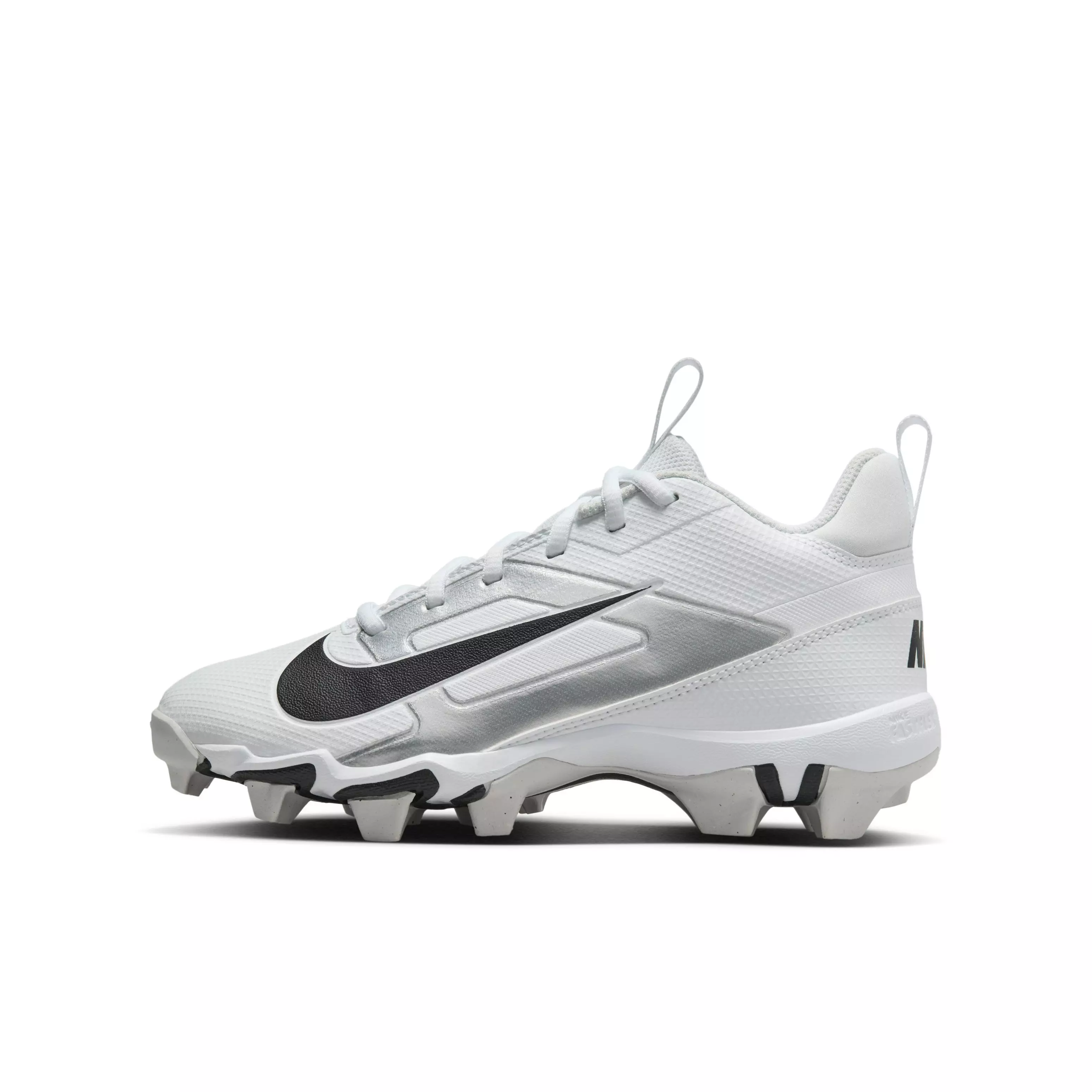 Nike Alpha Menace 4 Shark "White/Silver/Photon Dust/Black" Grade School Boys' Football Cleat - WHITE/SILVER/DUST/BLACK