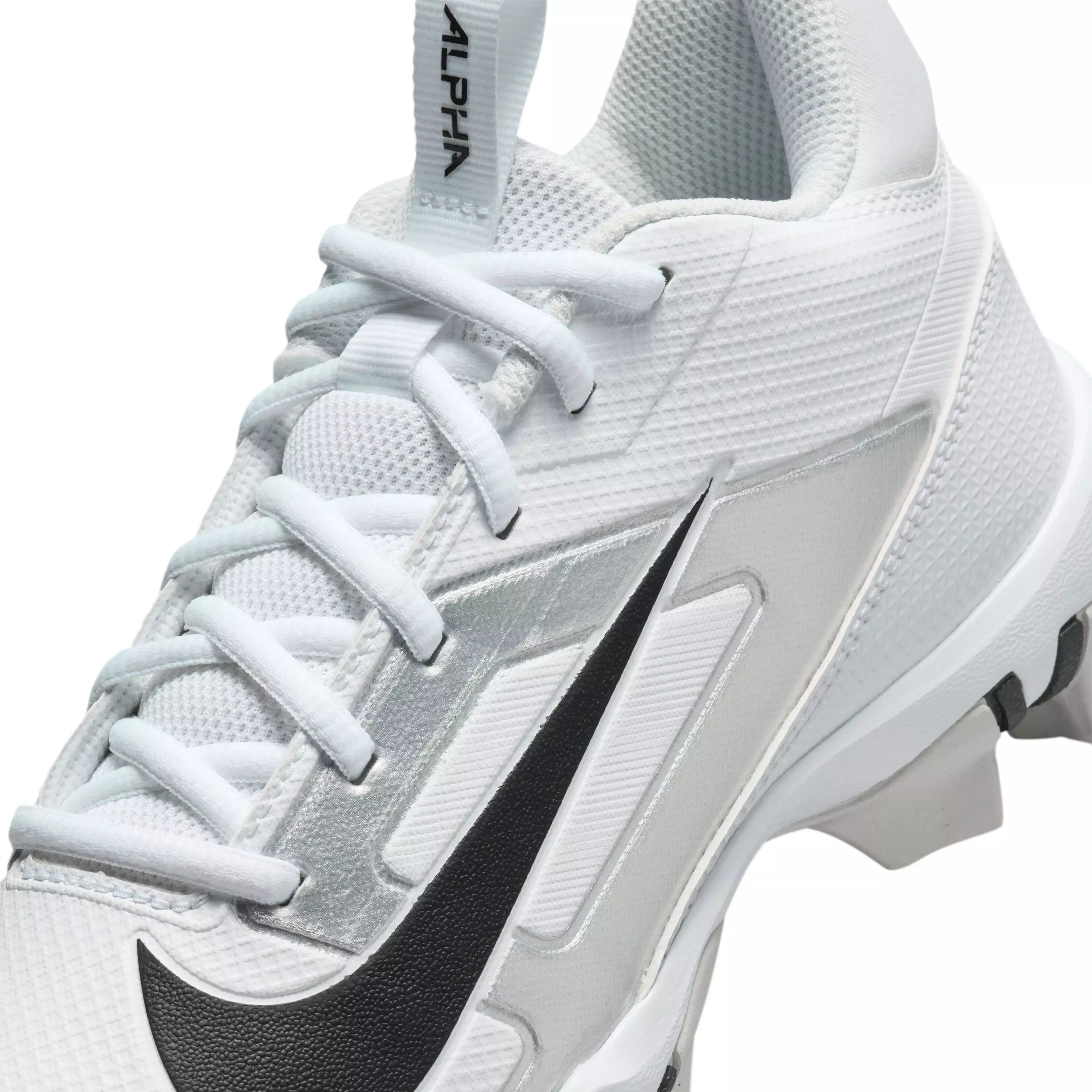 Nike Alpha Menace 4 Shark "White/Silver/Photon Dust/Black" Grade School Boys' Football Cleat - WHITE/SILVER/DUST/BLACK