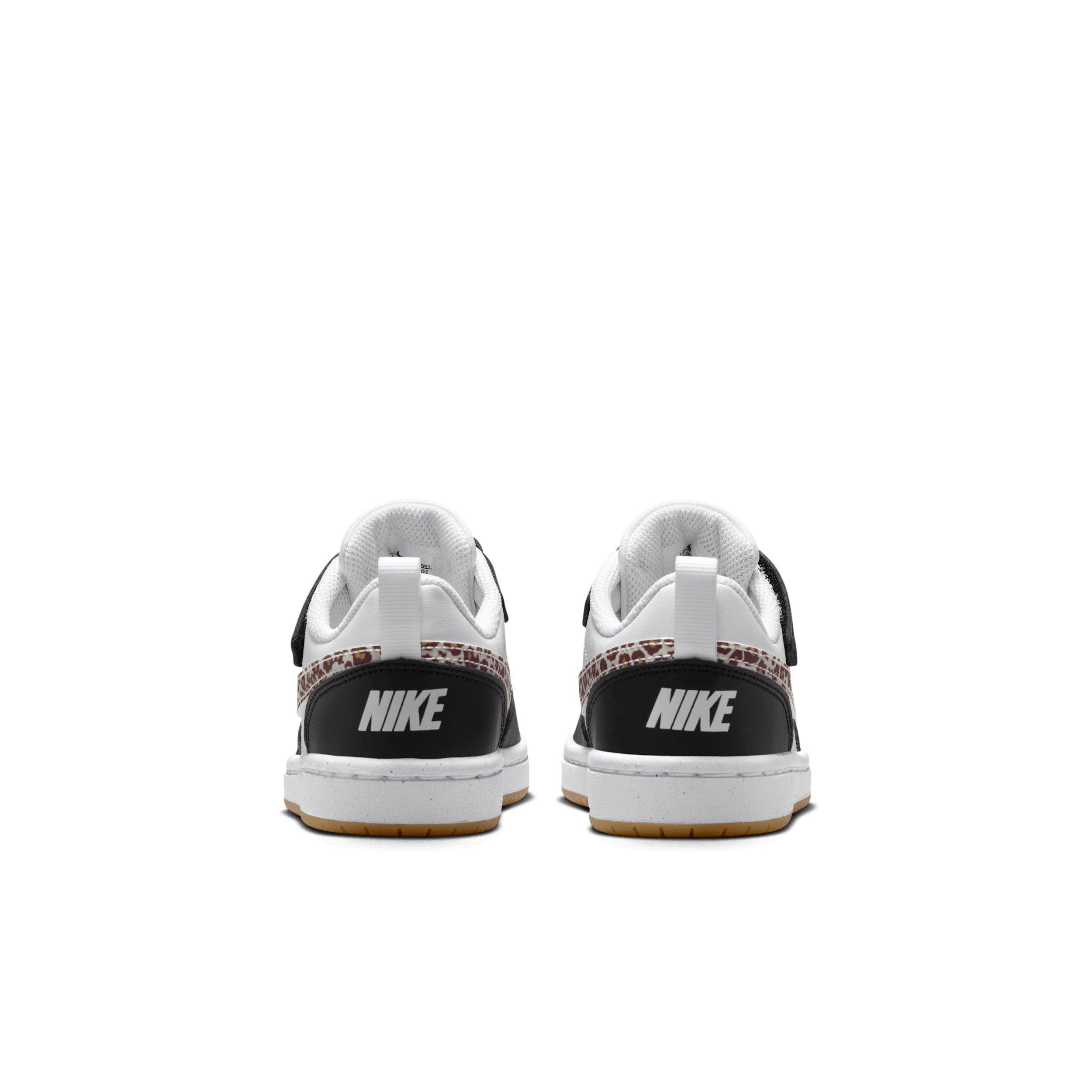 Nike Court Borough Low "Black/White/Gum Medium Brown/White" Preschool Girls' Shoe - BLACK/WHITE/MD BROWN/WHITE Thumbnail View 5