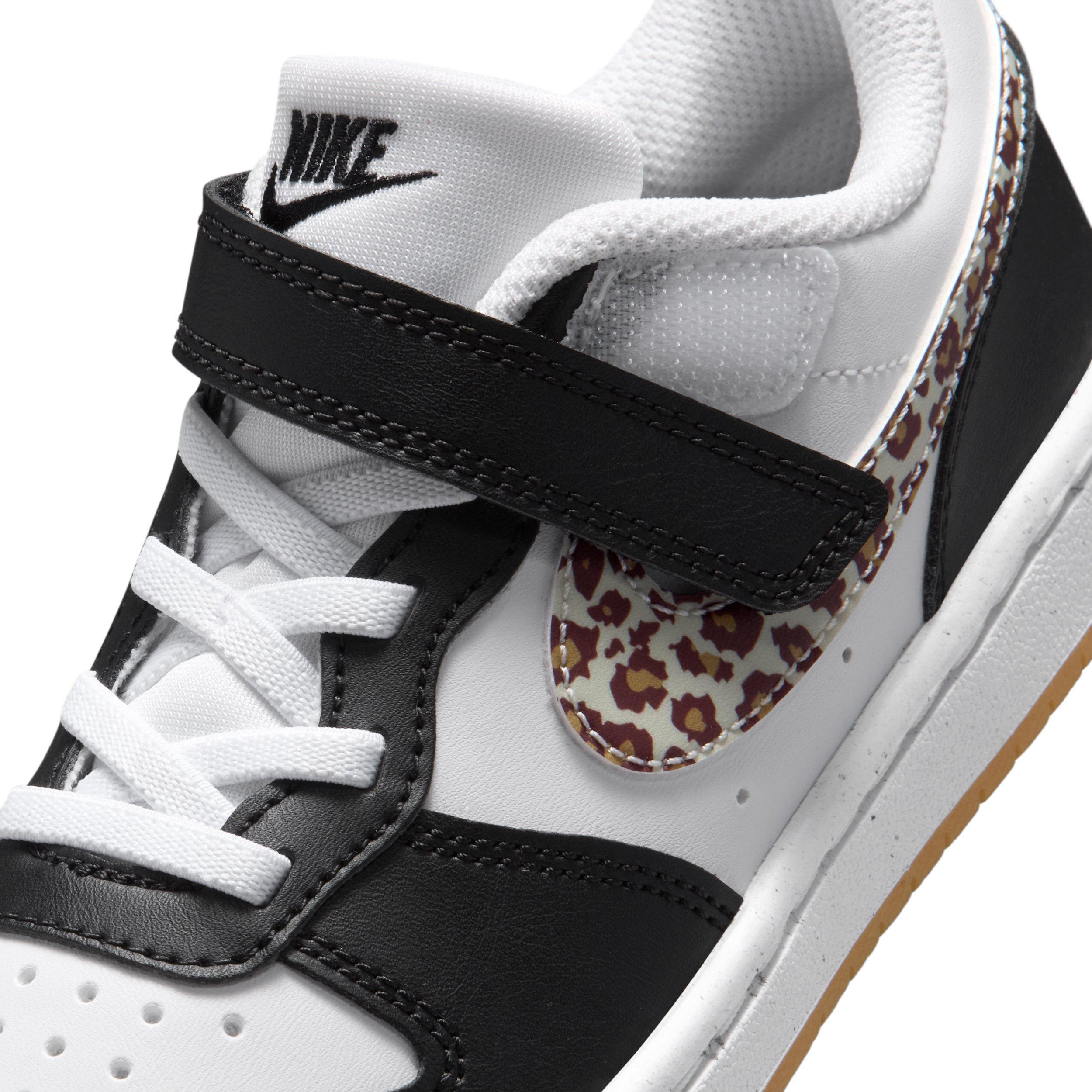 Nike Court Borough Low "Black/White/Gum Medium Brown/White" Preschool Girls' Shoe - BLACK/WHITE/MD BROWN/WHITE Thumbnail View 7
