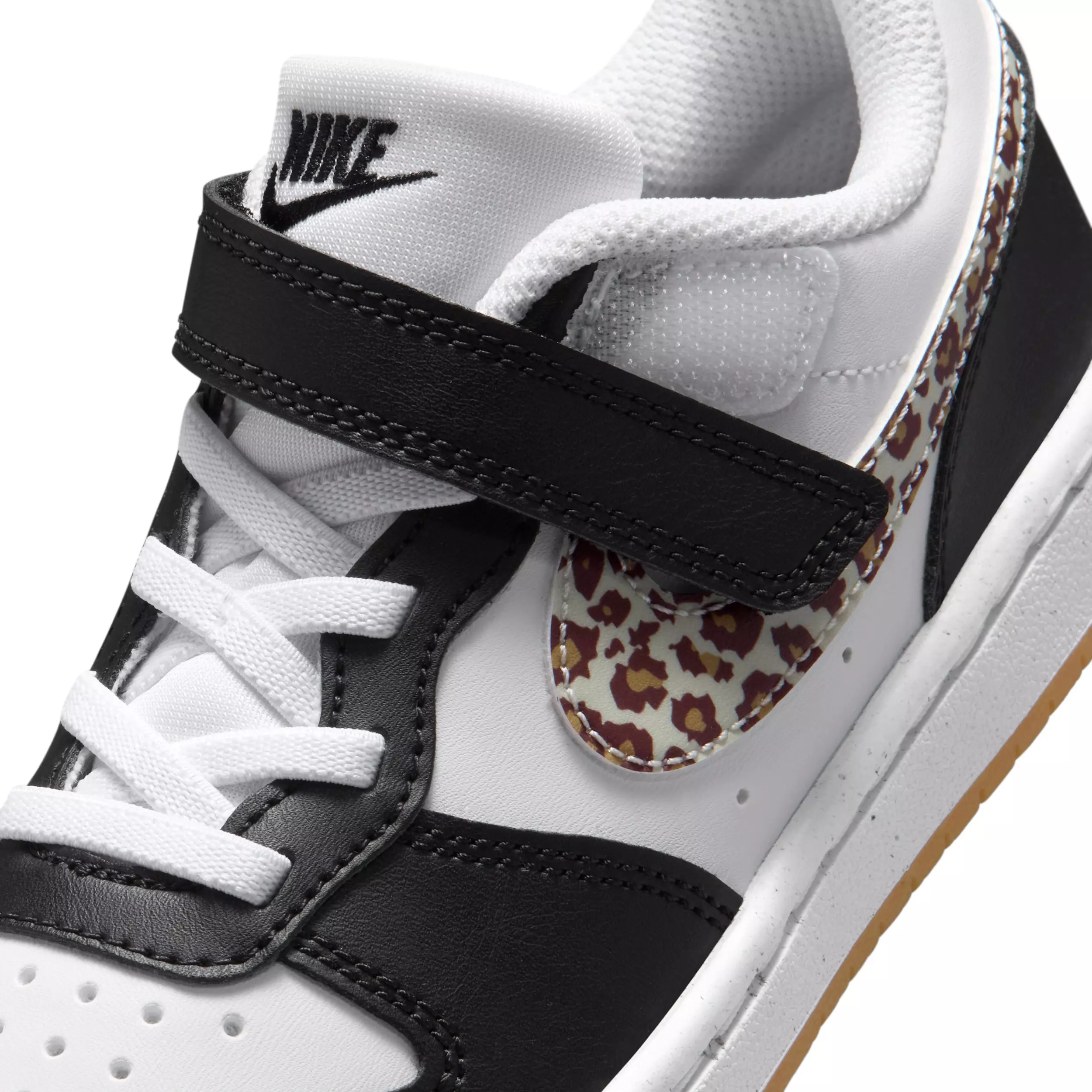 Nike Court Borough Low "Black/White/Gum Medium Brown/White" Preschool Girls' Shoe - BLACK/WHITE/MD BROWN/WHITE