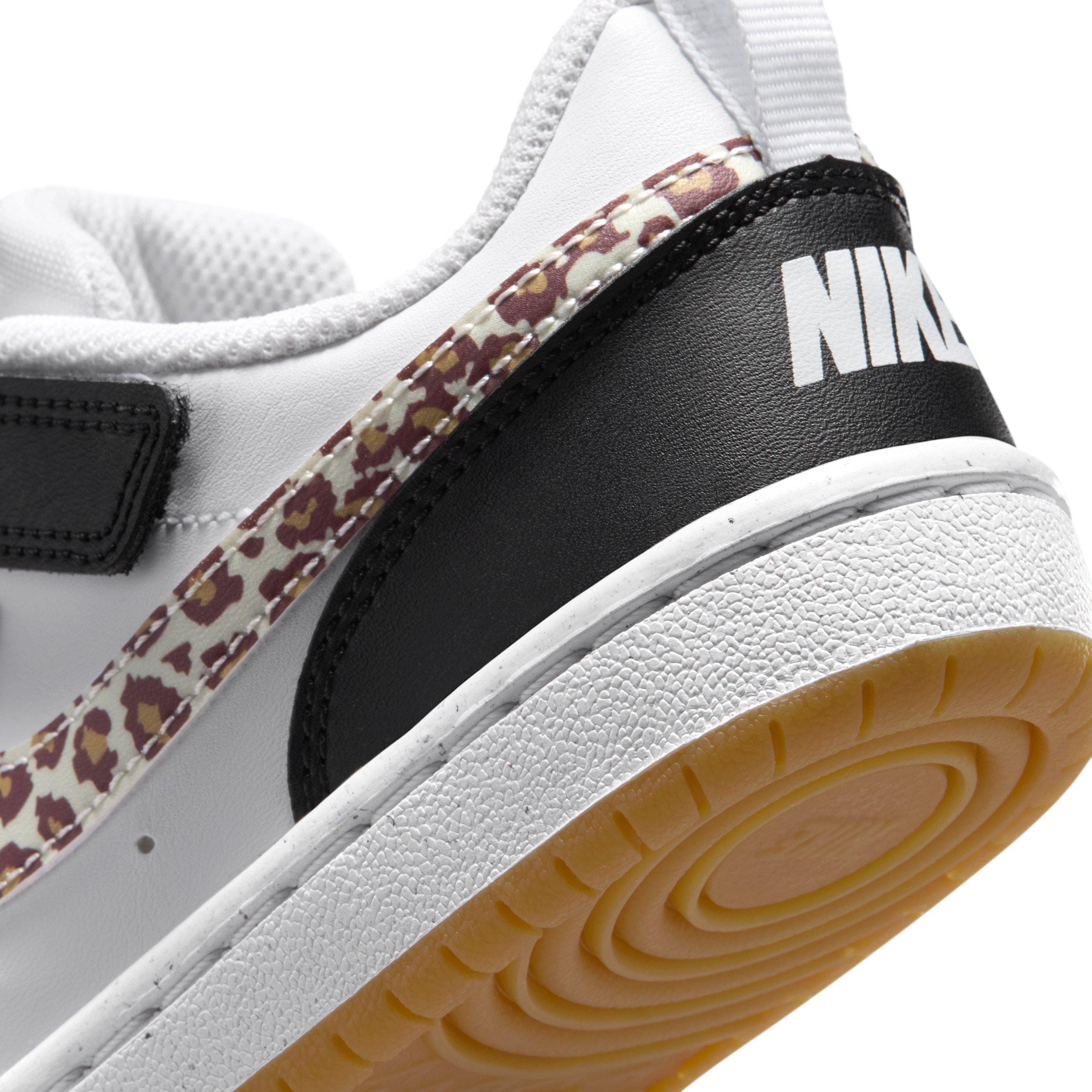 Nike Court Borough Low "Black/White/Gum Medium Brown/White" Preschool Girls' Shoe - BLACK/WHITE/MD BROWN/WHITE Thumbnail View 8