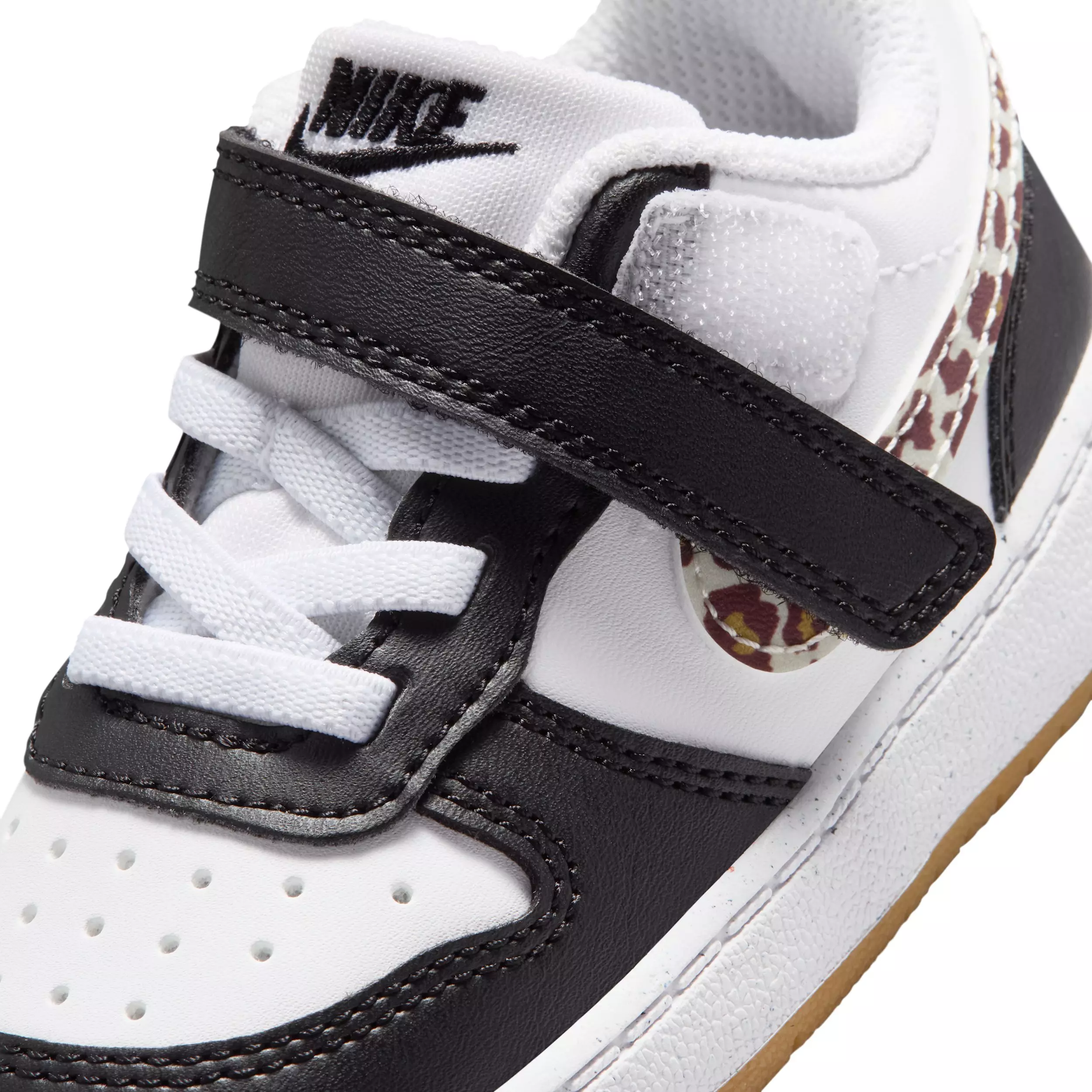 Nike Court Borough Low "Black/White/Gum Medium Brown/White" Infant Girls' Shoe - BLACK/WHITE/MD BROWN/WHITE