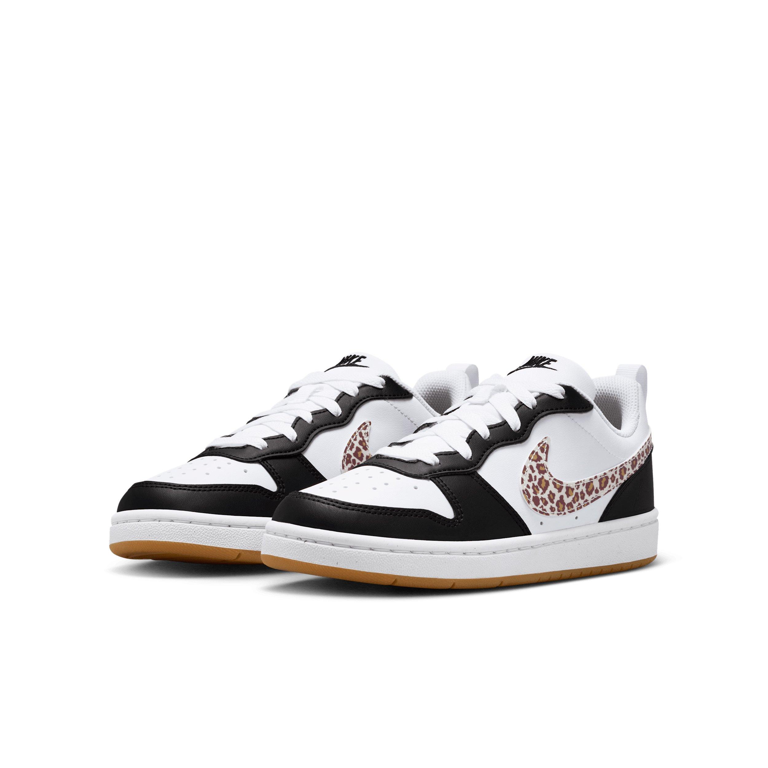 Nike Court Borough Low "Black/White/Gum Medium Brown/White" Grade School Boys' Shoe - BLACK/WHITE/MD BROWN/WHITE Thumbnail View 3