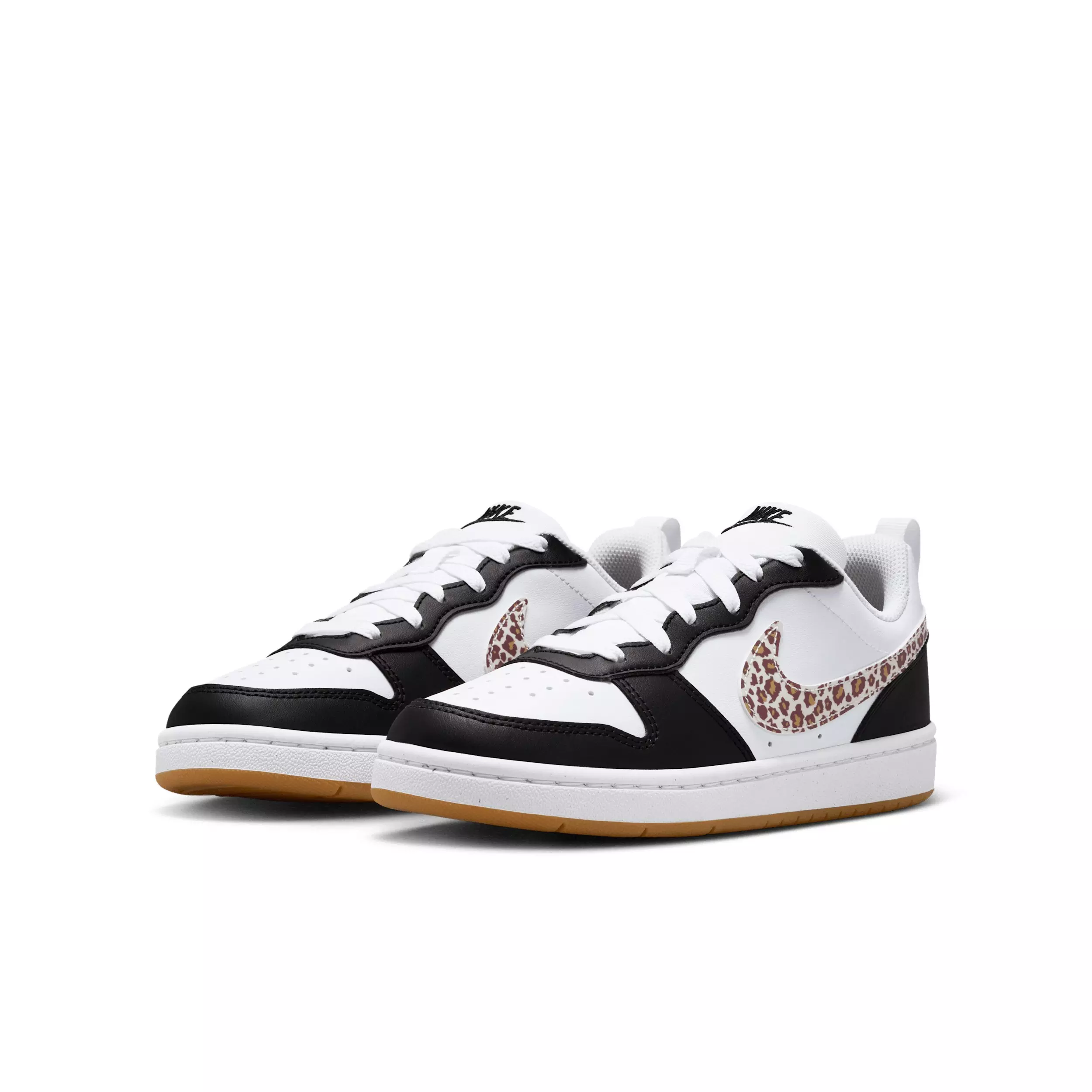 Nike Court Borough Low "Black/White/Gum Medium Brown/White" Grade School Boys' Shoe - BLACK/WHITE/MD BROWN/WHITE