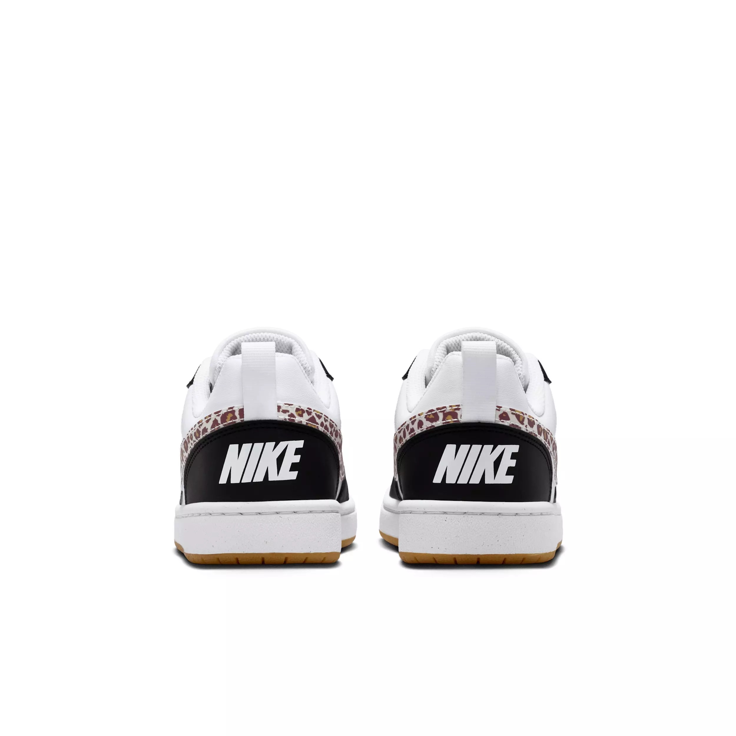 Nike Court Borough Low "Black/White/Gum Medium Brown/White" Grade School Girls' Shoe - BLACK/WHITE/MD BROWN/WHITE