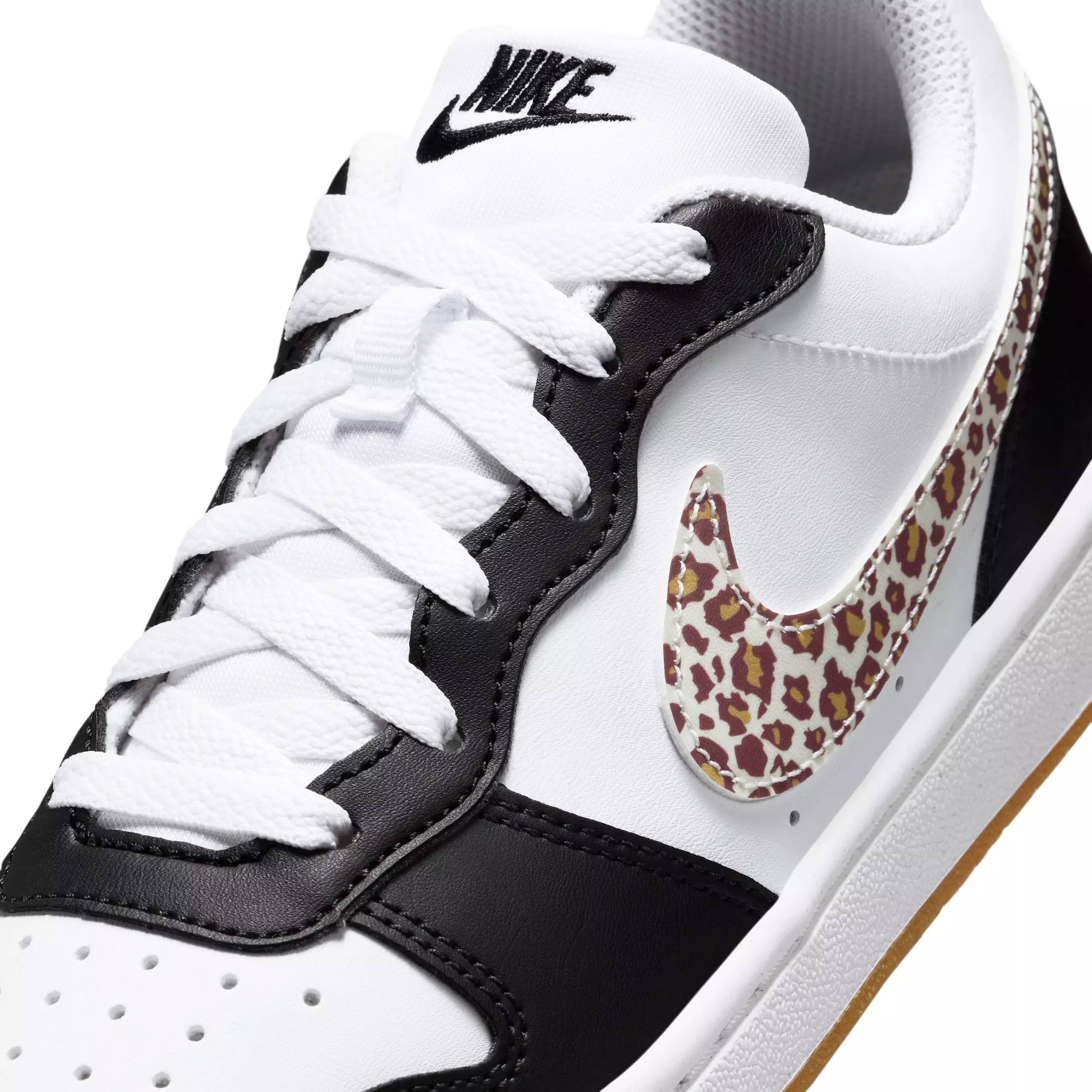 Nike Court Borough Low "Black/White/Gum Medium Brown/White" Grade School Boys' Shoe - BLACK/WHITE/MD BROWN/WHITE
