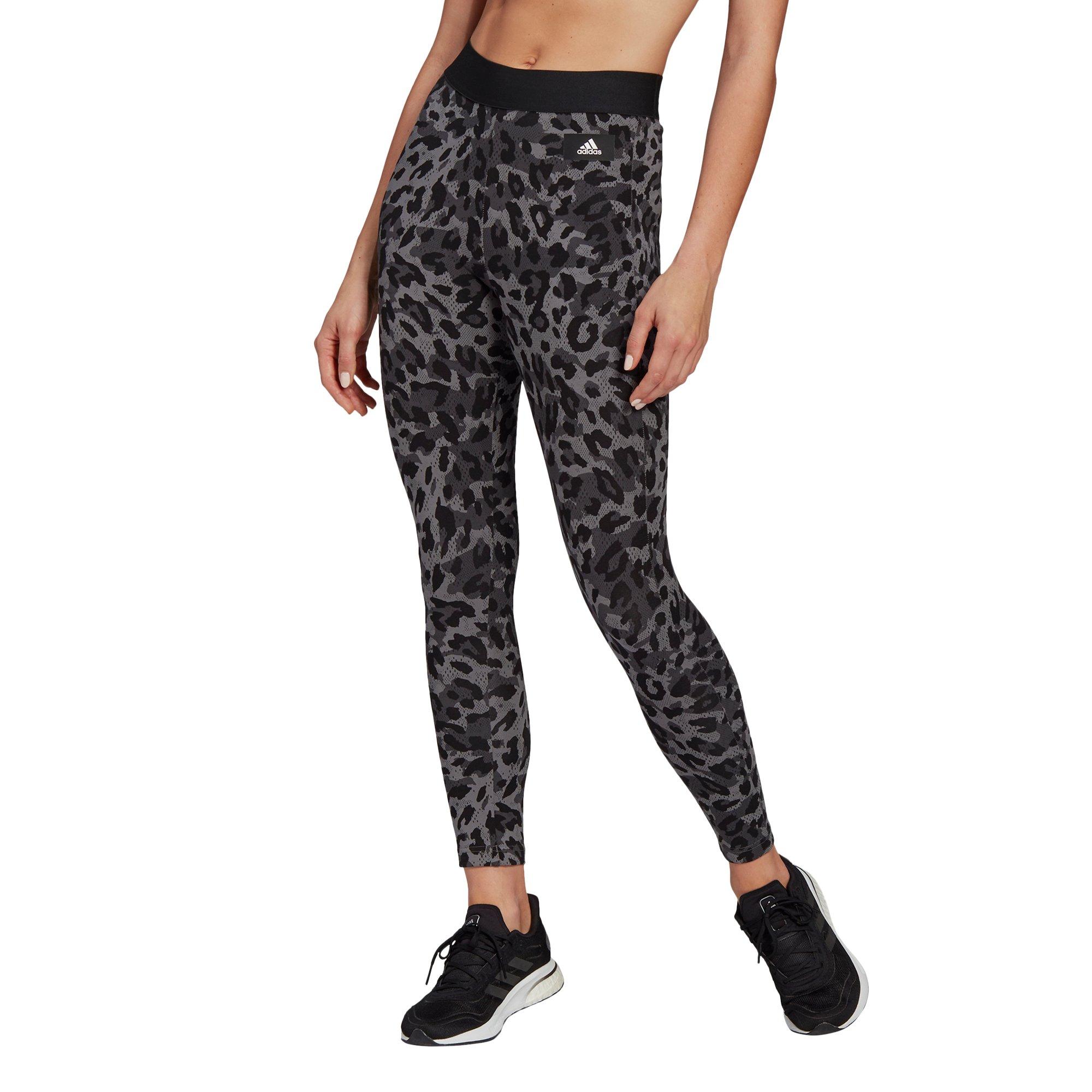 adidas Women's Grey Leopard Print Leggings - Hibbett