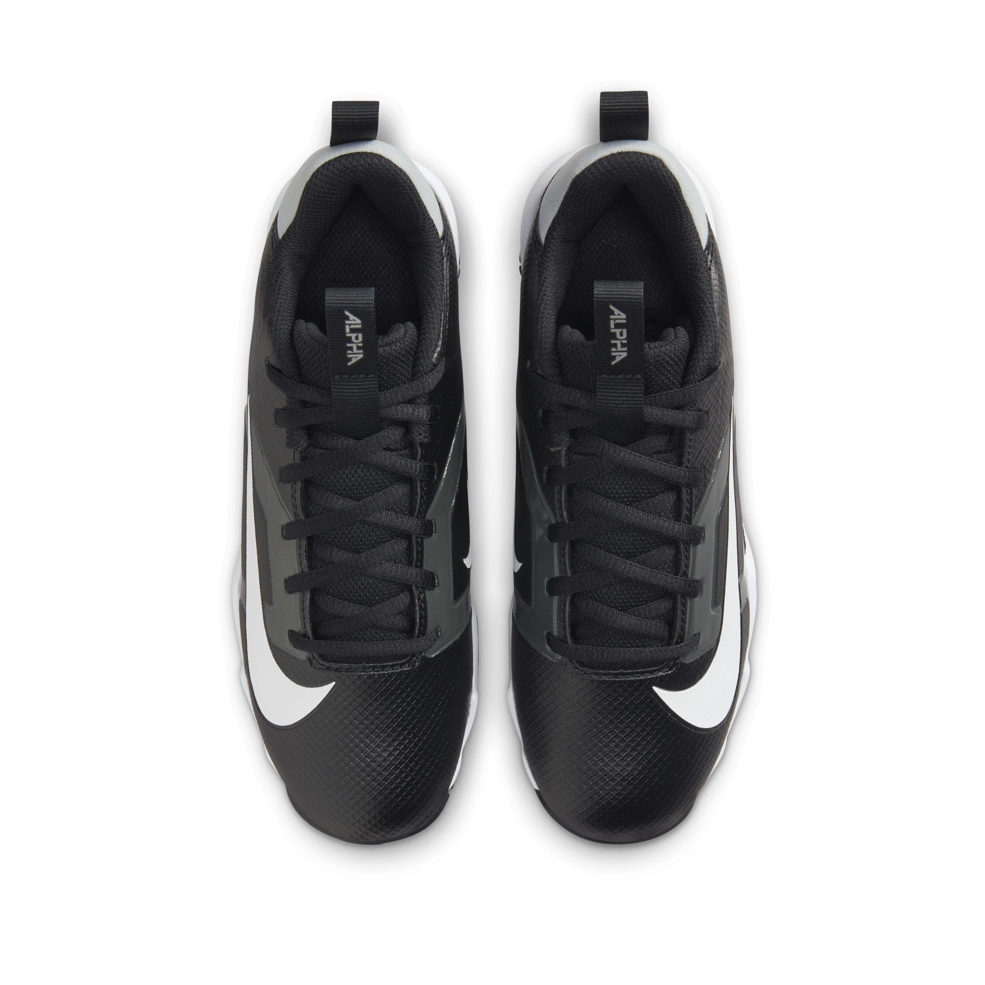Nike Alpha Menace 4 Shark "Black/Light Smoke Grey/Metallic Silver/White" Grade School Boys' Wide Football Cleat