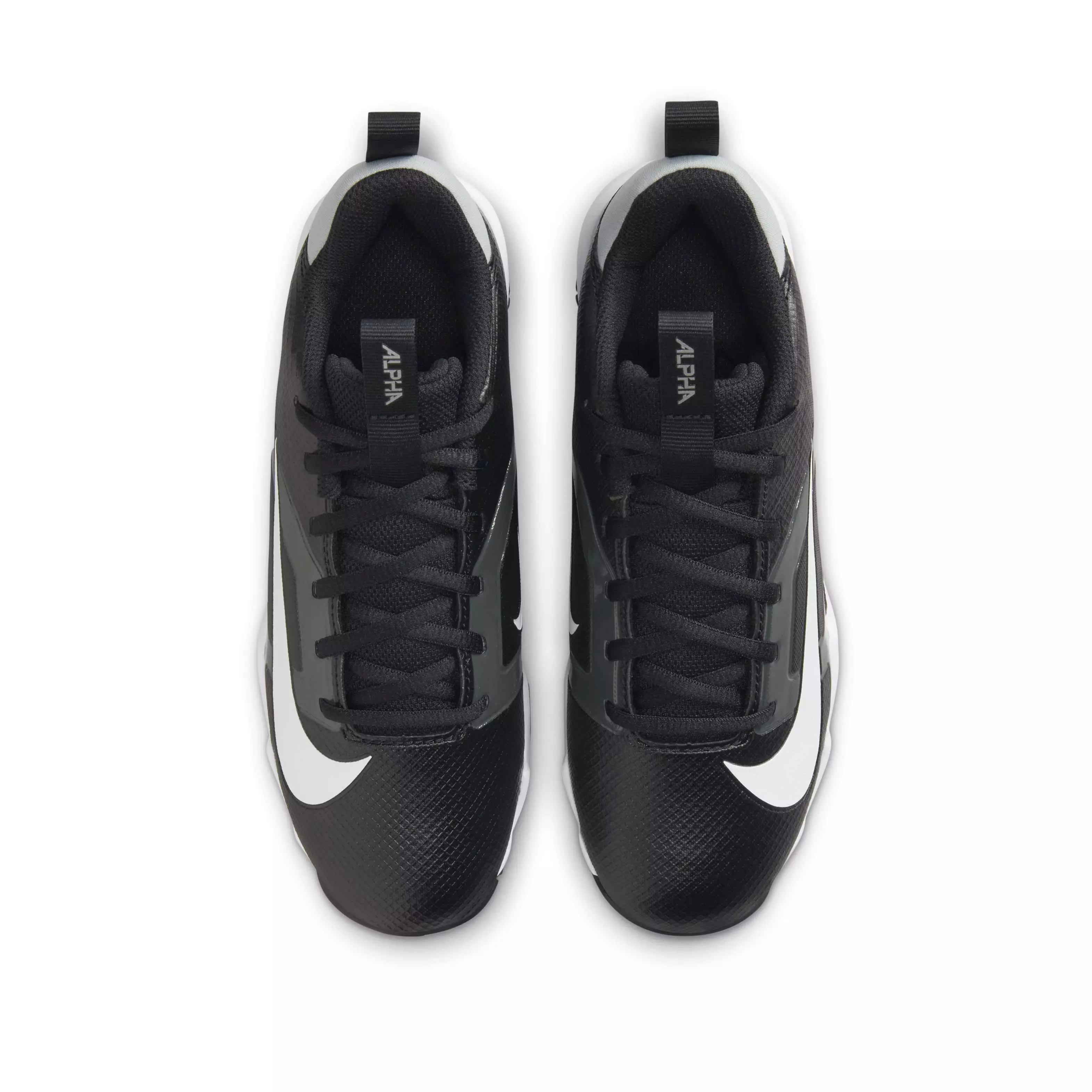 Nike Alpha Menace 4 Shark "Black/Light Smoke Grey/Metallic Silver/White" Grade School Boys' Wide Football Cleat - BLACK/LT GREY/SILVER/WHITE