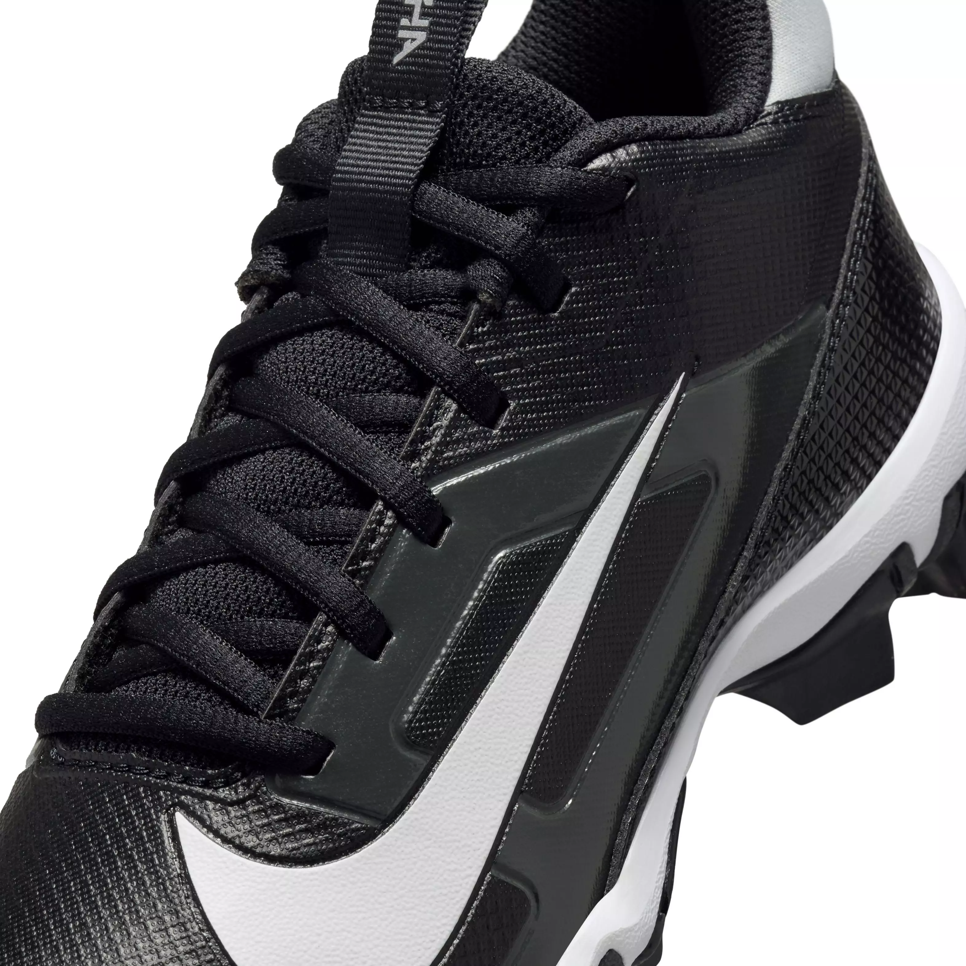 Nike Alpha Menace 4 Shark "Black/Light Smoke Grey/Metallic Silver/White" Grade School Boys' Wide Football Cleat - BLACK/LT GREY/SILVER/WHITE