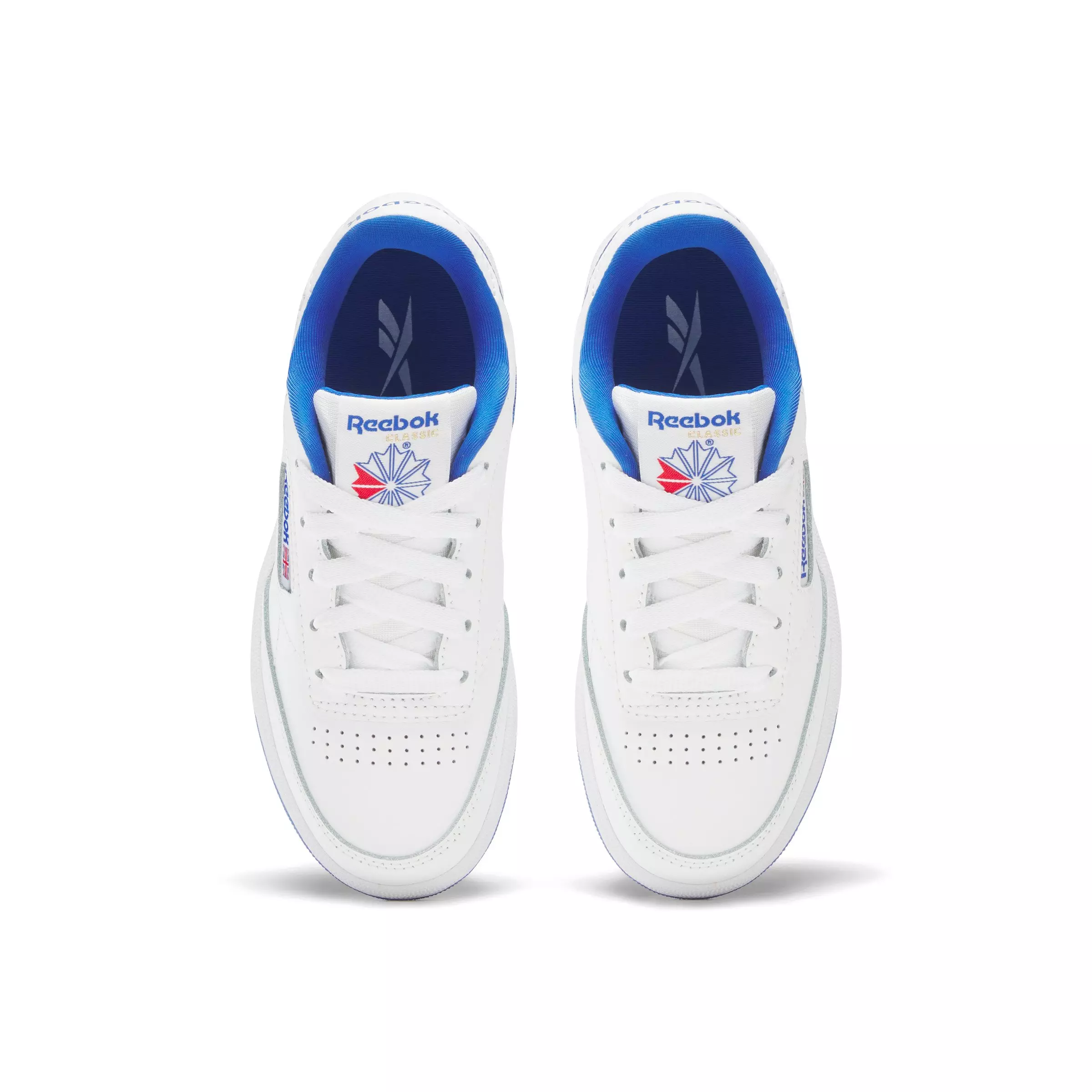 Reebok Club C "White/Vector Blue/Vector Red" Preschool Boys' Shoe - WHITE/BLUE/RED