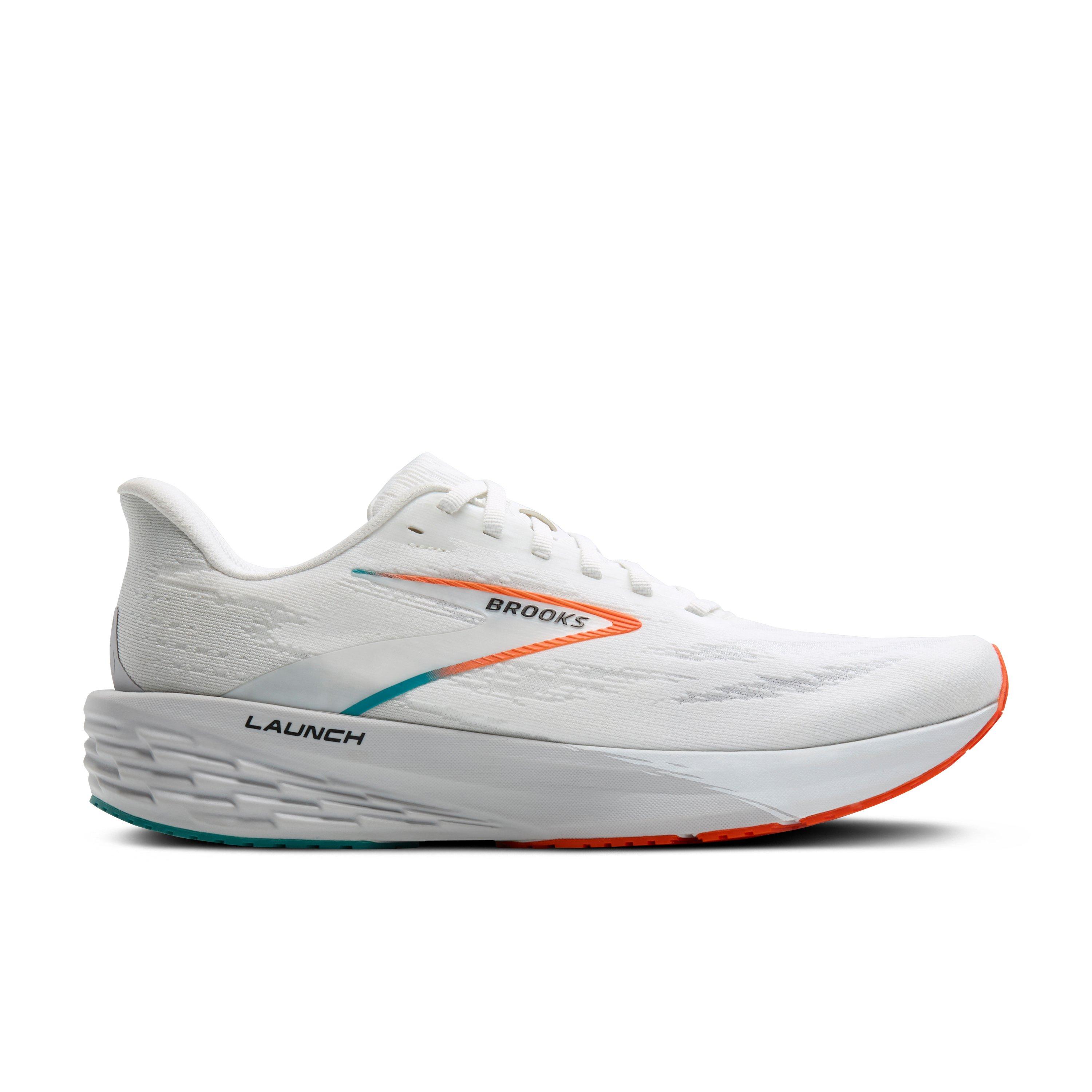 Brooks Launch 11 "White/Oyster/Orange" Men's Running Shoe - WHITE/OYSTER/ORANGE Thumbnail View 1