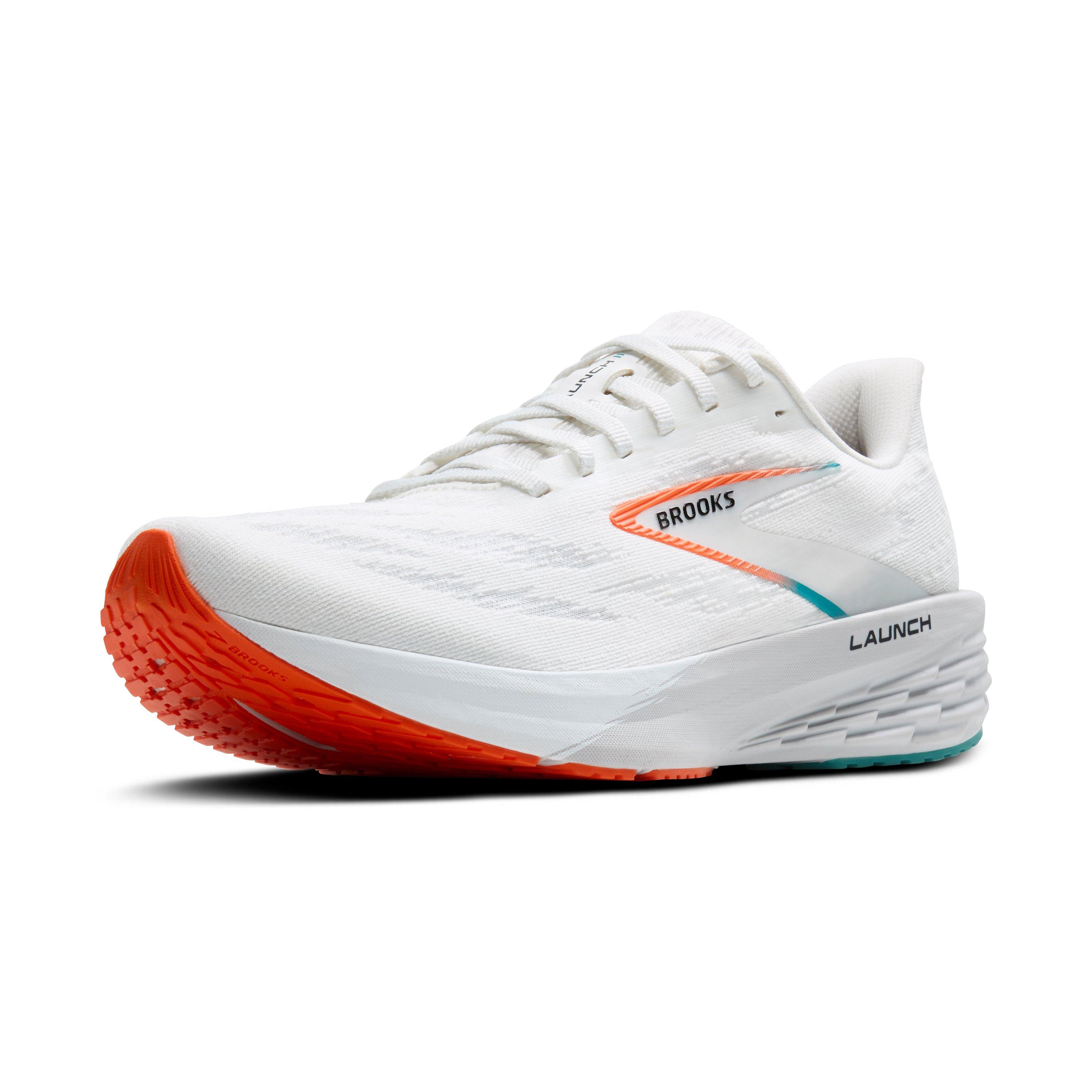 Brooks Launch 11 "White/Oyster/Orange" Men's Running Shoe - WHITE/OYSTER/ORANGE Thumbnail View 3