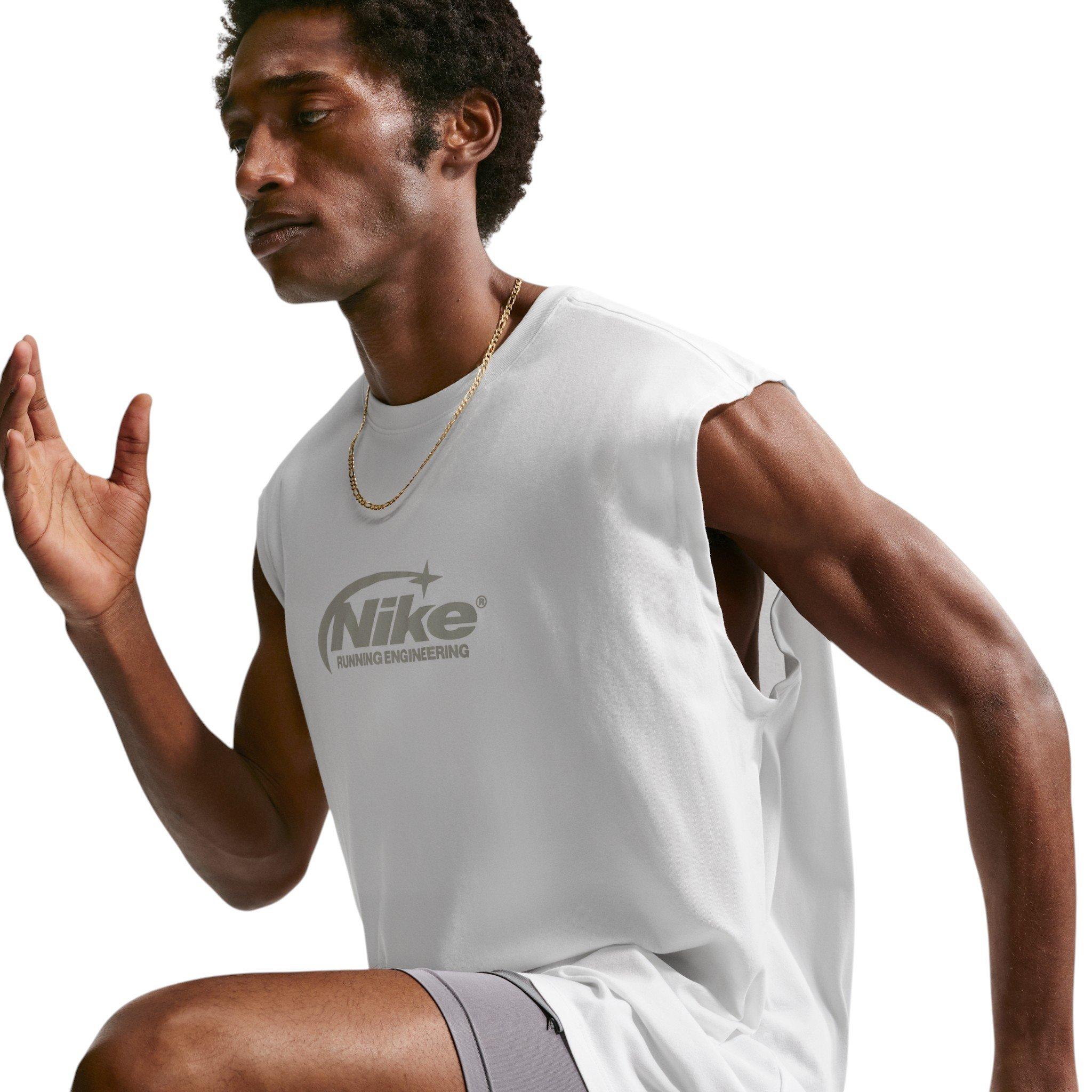 Nike Men's Dri-FIT Sleeveless Running T-Shirt - White - WHITE