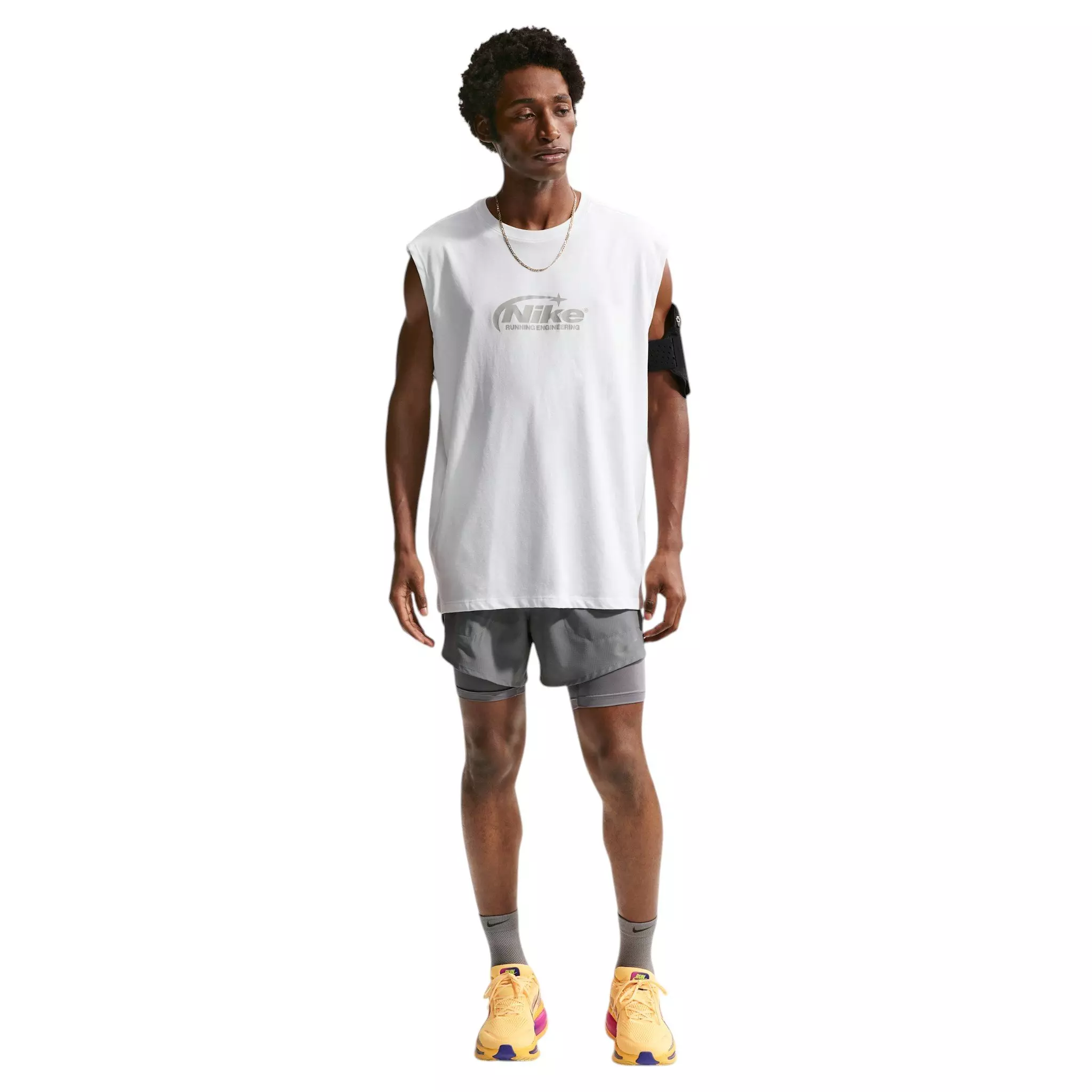 Nike Men's Dri-FIT Sleeveless Running T-Shirt - White - WHITE