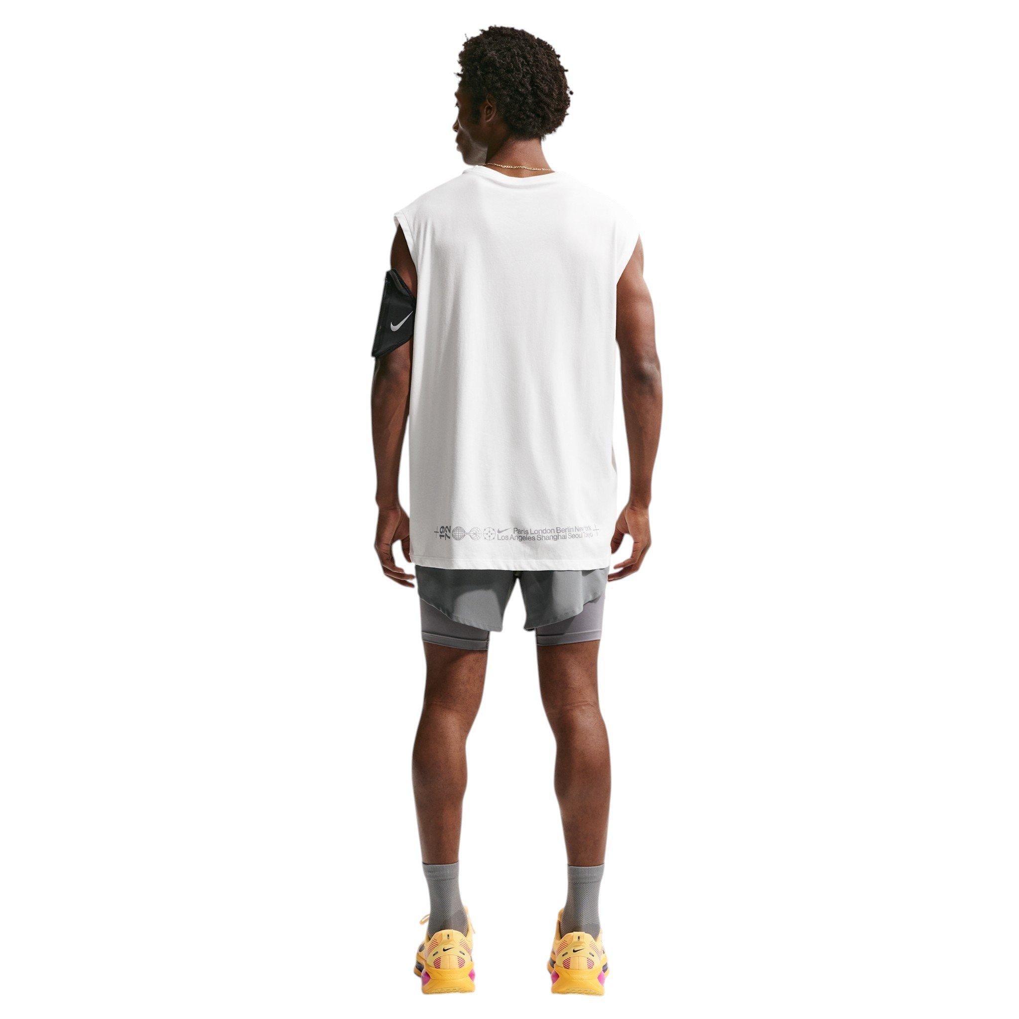 Nike Men's Dri-FIT Sleeveless Running T-Shirt - White - WHITE