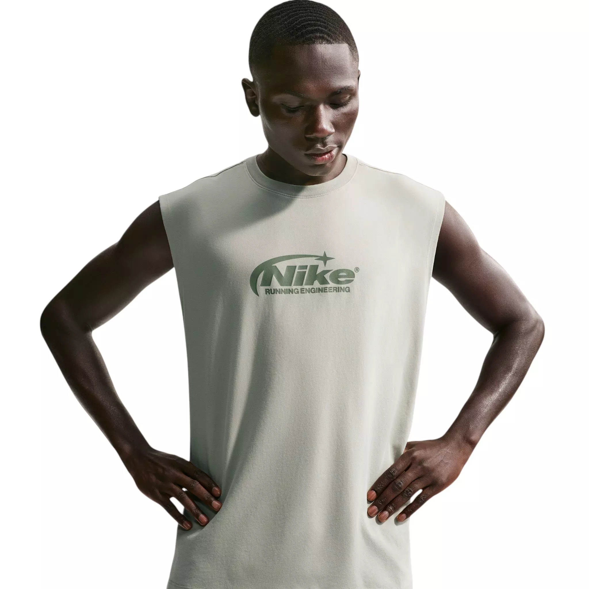 Nike Men's Dri-FIT Sleeveless Running T-Shirt - Green - GREEN
