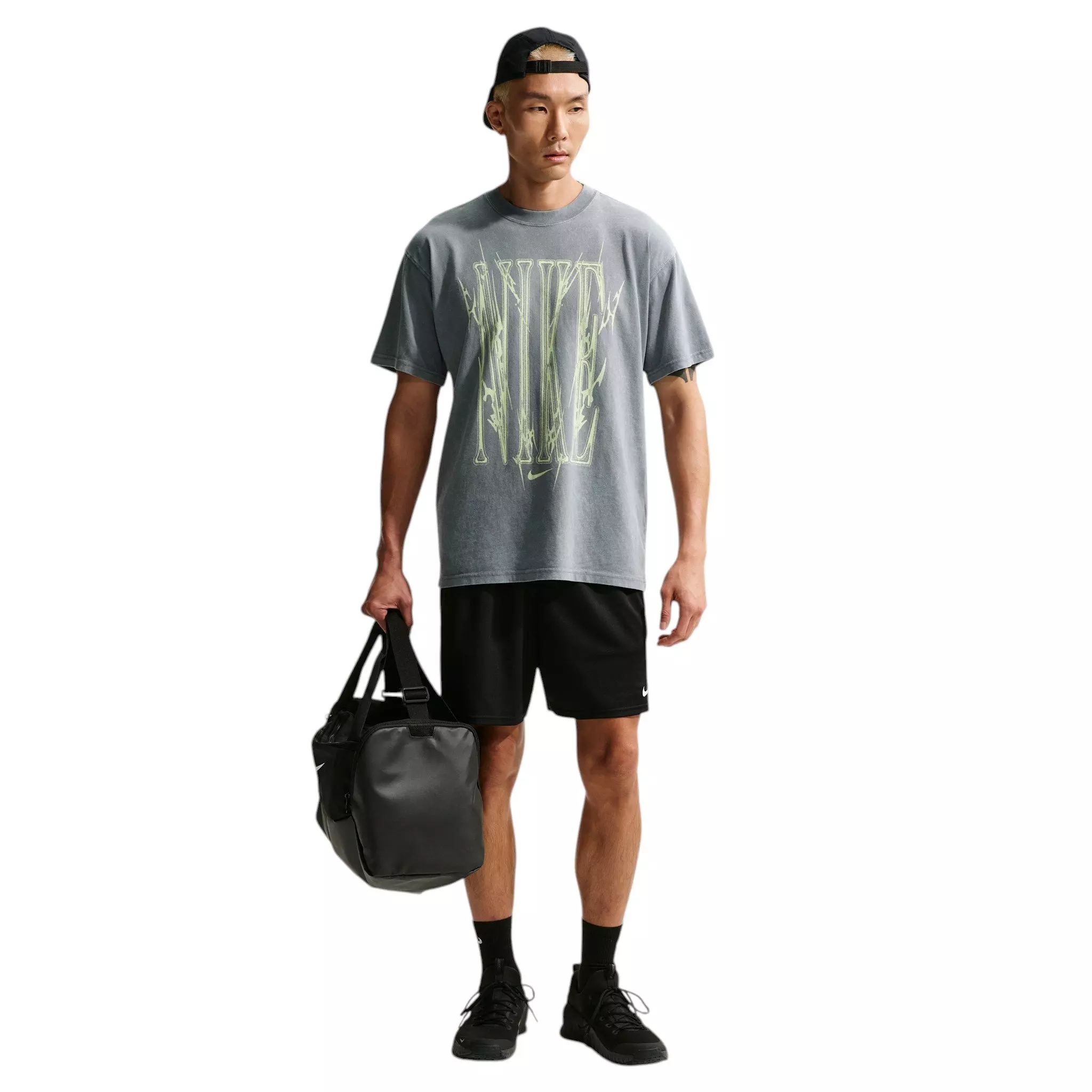 Nike Men's Sharp Wordmark Graphic T-Shirt - Grey - GREY