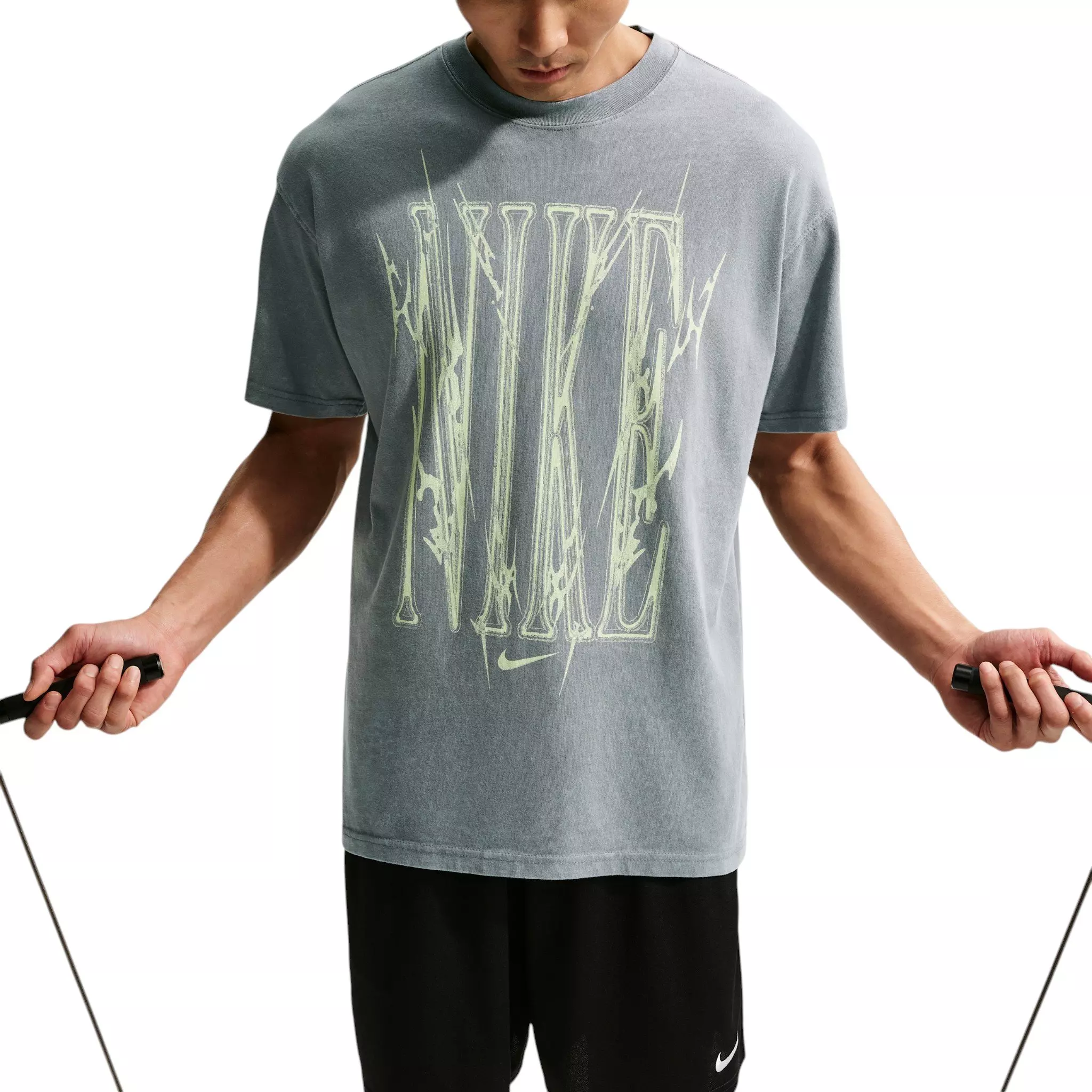 Nike Men's Sharp Wordmark Graphic T-Shirt - Grey - GREY