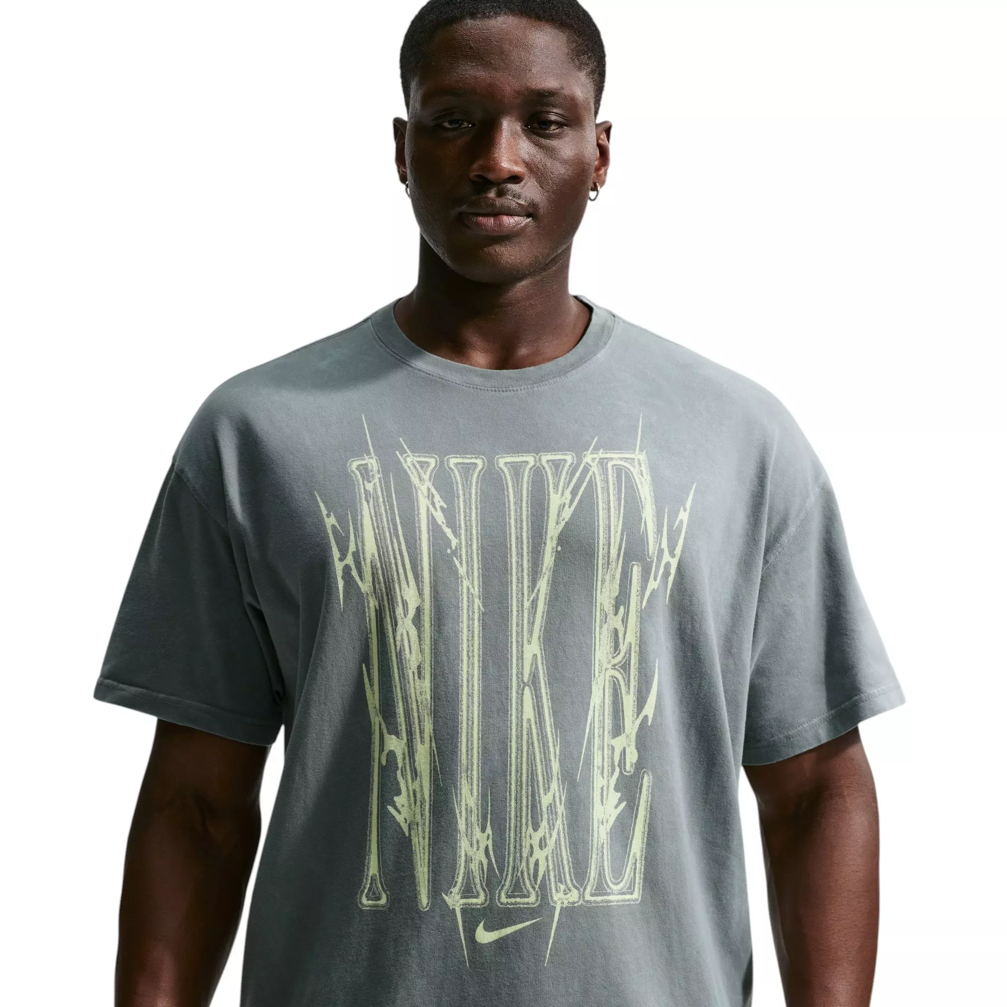 Nike Men's Sharp Wordmark Graphic T-Shirt - Grey - GREY