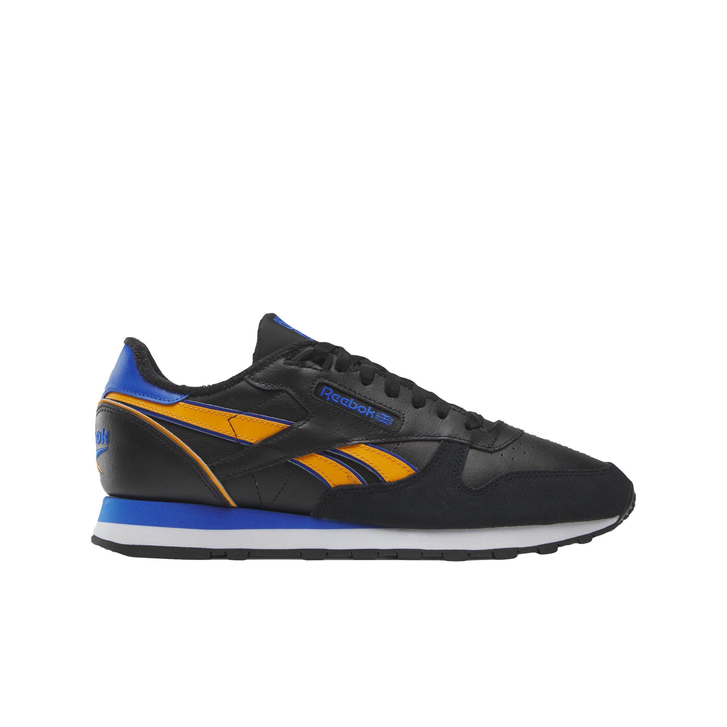 Reebok Classic Leather "Core Black/Shocking Orange/Electric Cobalt" Unisex Shoe - BLACK/ORANGE/COBALT Thumbnail View 1