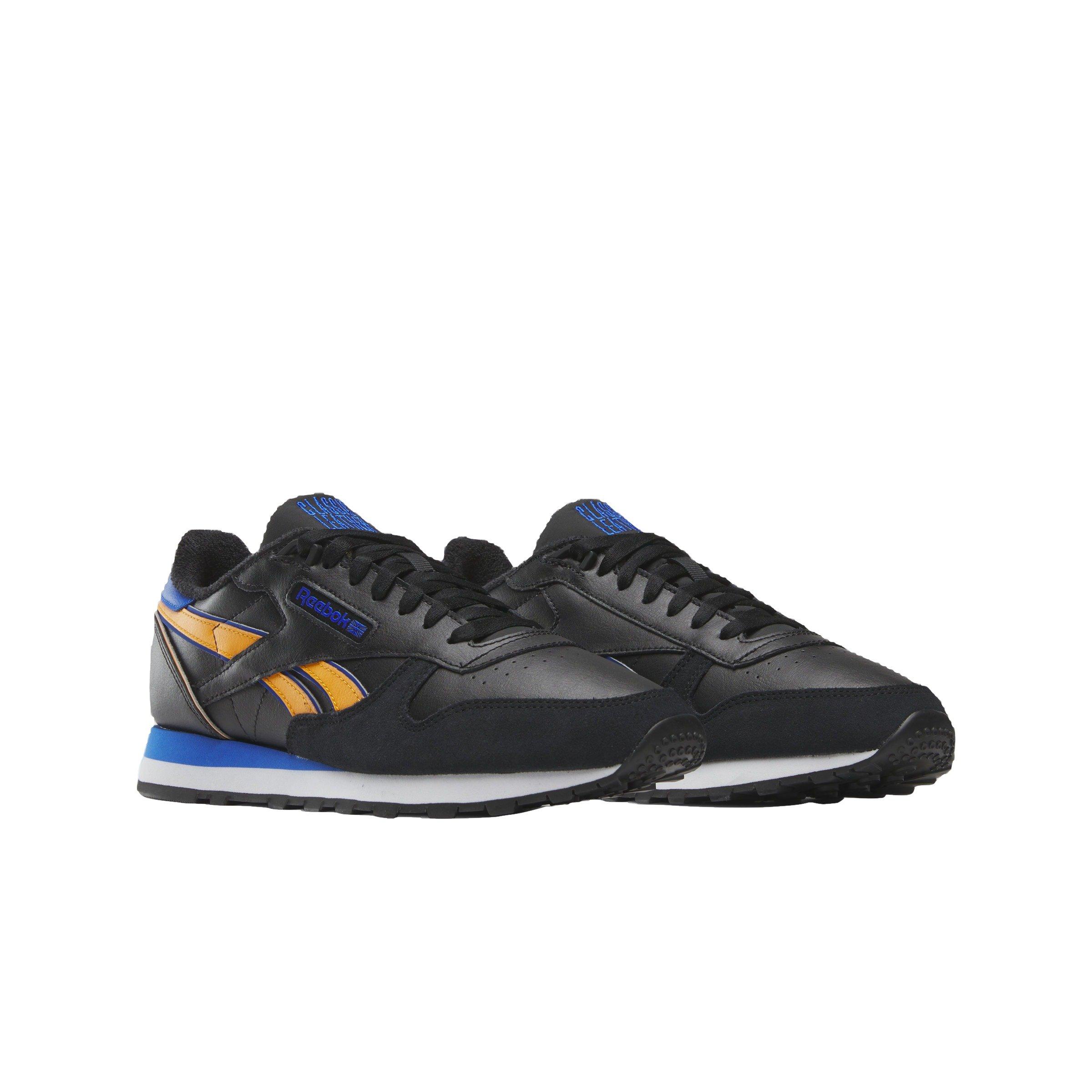 Reebok Classic Leather "Core Black/Shocking Orange/Electric Cobalt" Unisex Shoe - BLACK/ORANGE/COBALT Thumbnail View 2