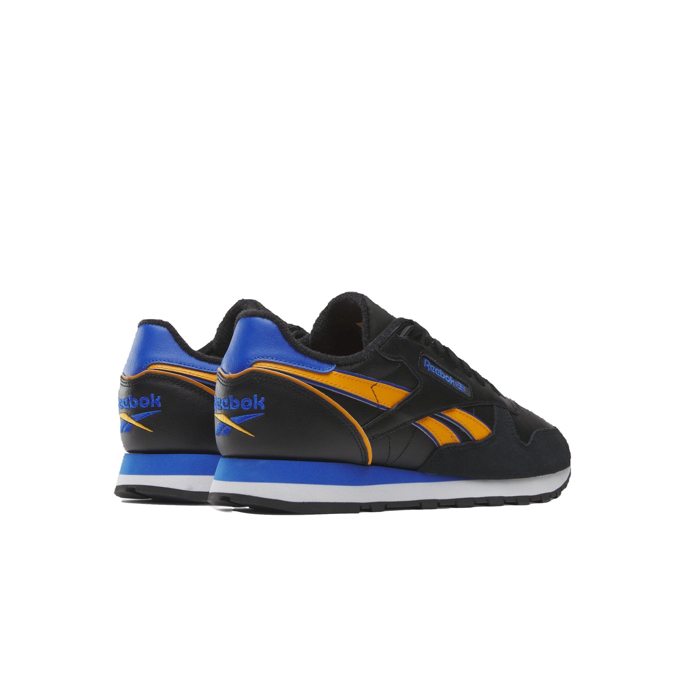 Reebok Classic Leather "Core Black/Shocking Orange/Electric Cobalt" Unisex Shoe - BLACK/ORANGE/COBALT Thumbnail View 3