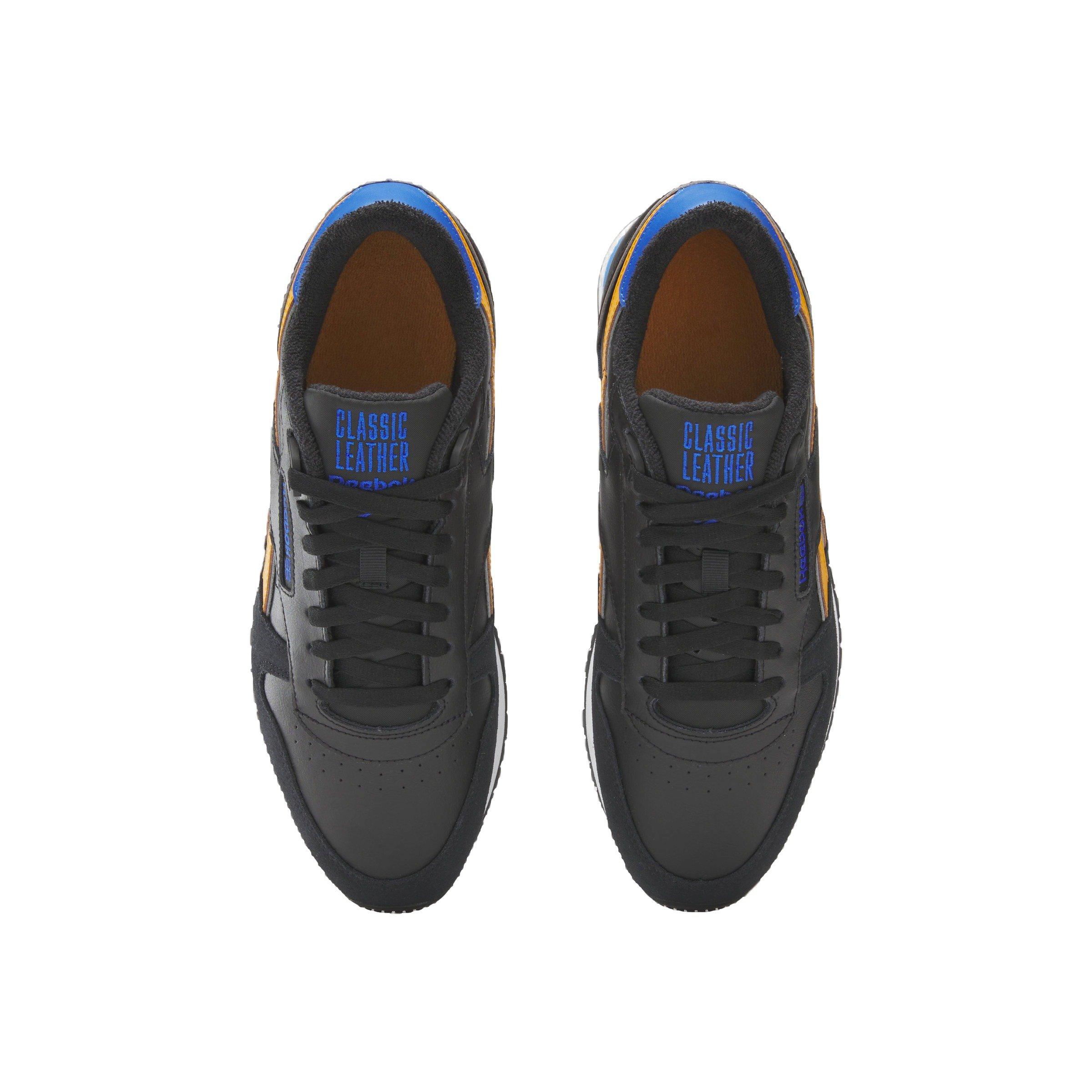 Reebok Classic Leather "Core Black/Shocking Orange/Electric Cobalt" Unisex Shoe - BLACK/ORANGE/COBALT Thumbnail View 4