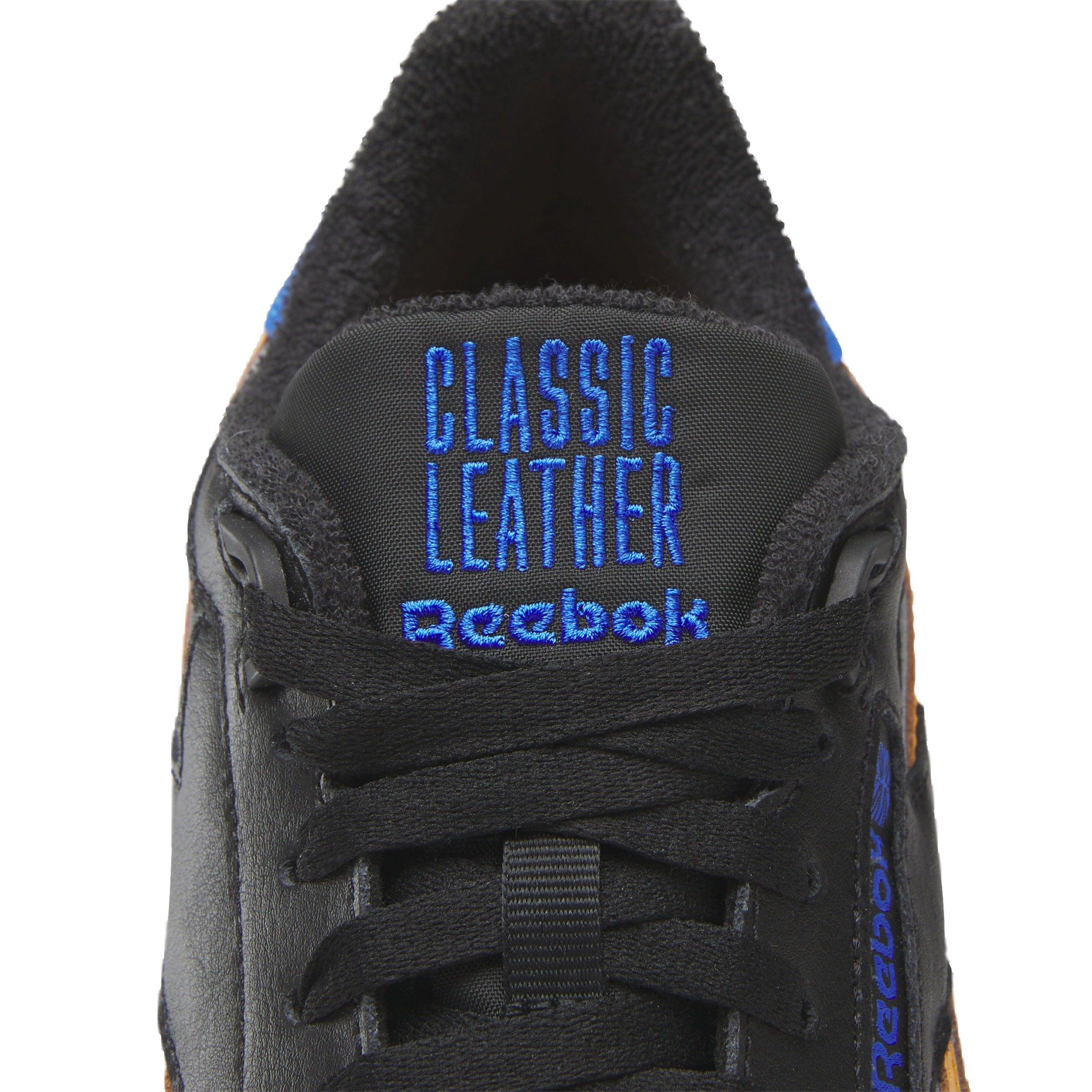 Reebok Classic Leather "Core Black/Shocking Orange/Electric Cobalt" Unisex Shoe - BLACK/ORANGE/COBALT Thumbnail View 6