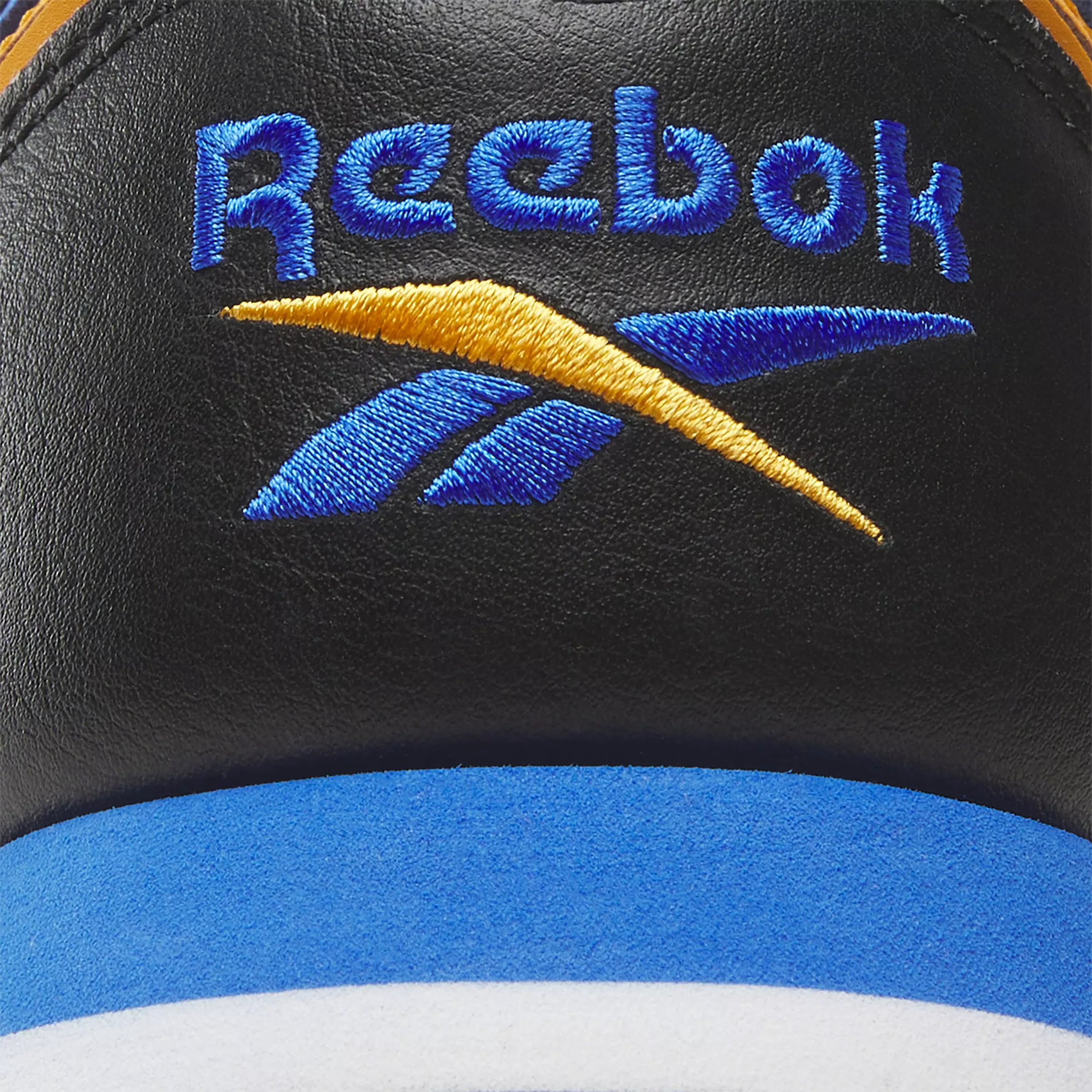 Reebok Classic Leather "Core Black/Shocking Orange/Electric Cobalt" Unisex Shoe - BLACK/ORANGE/COBALT