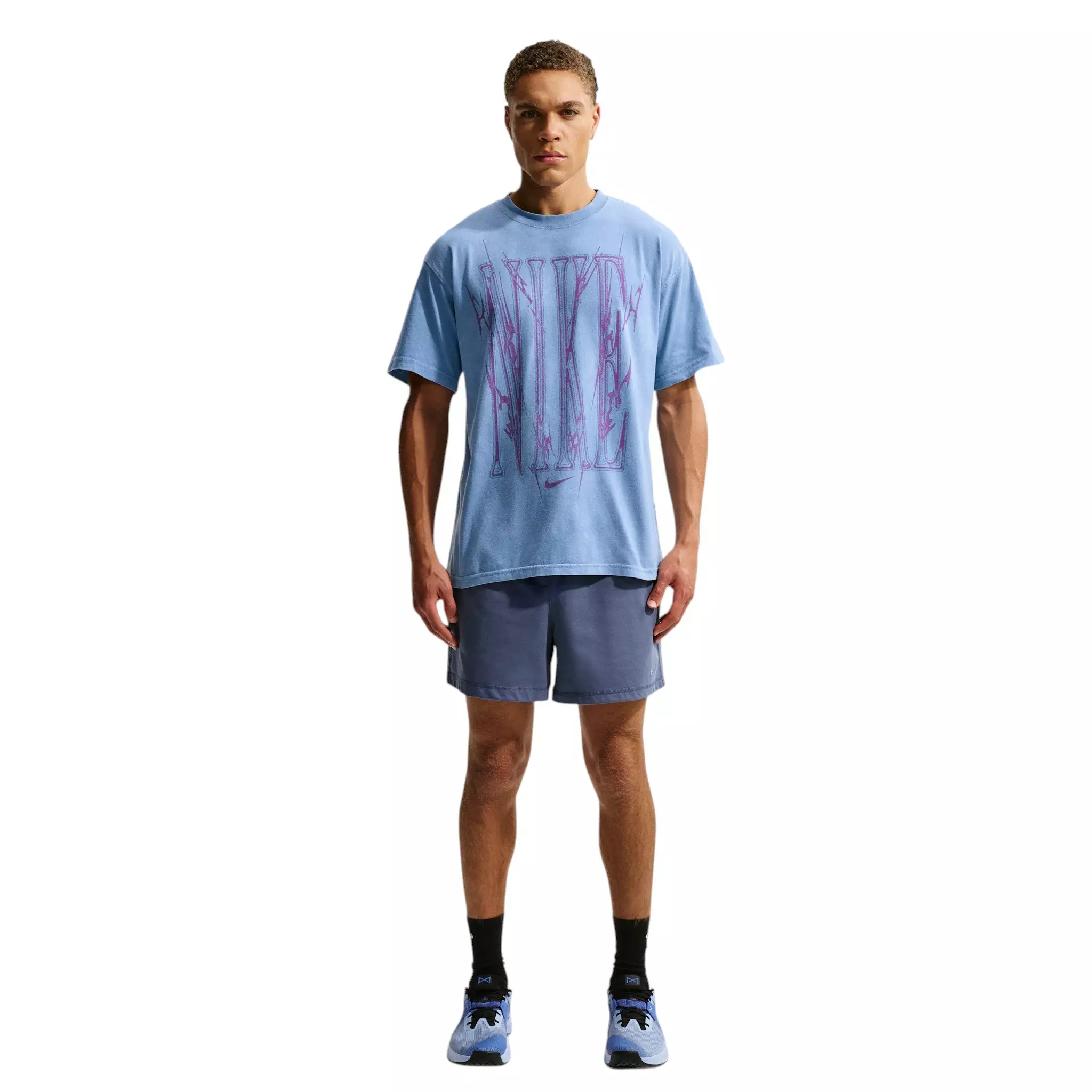 Nike Men's Sharp Wordmark Graphic T-Shirt - Blue - BLUE