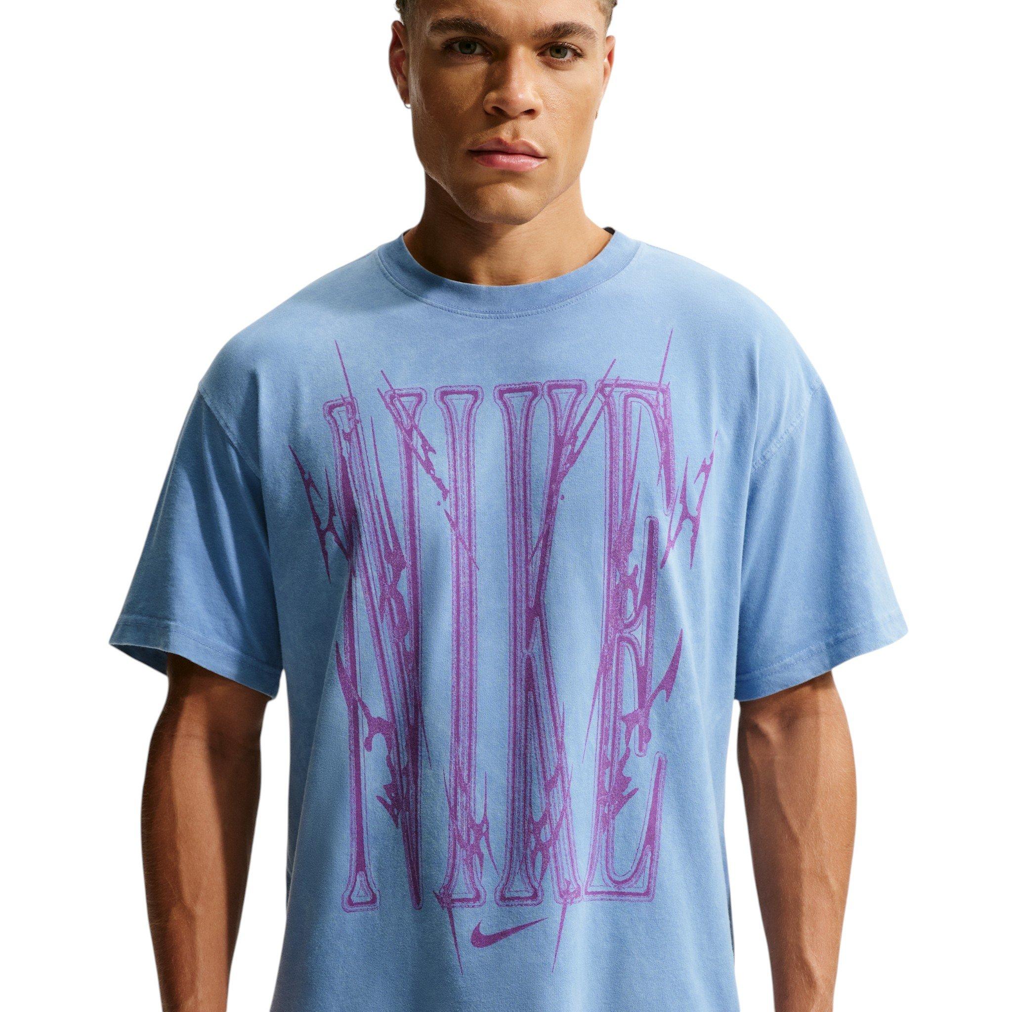 Nike Men's Sharp Wordmark Graphic T-Shirt - Blue - BLUE