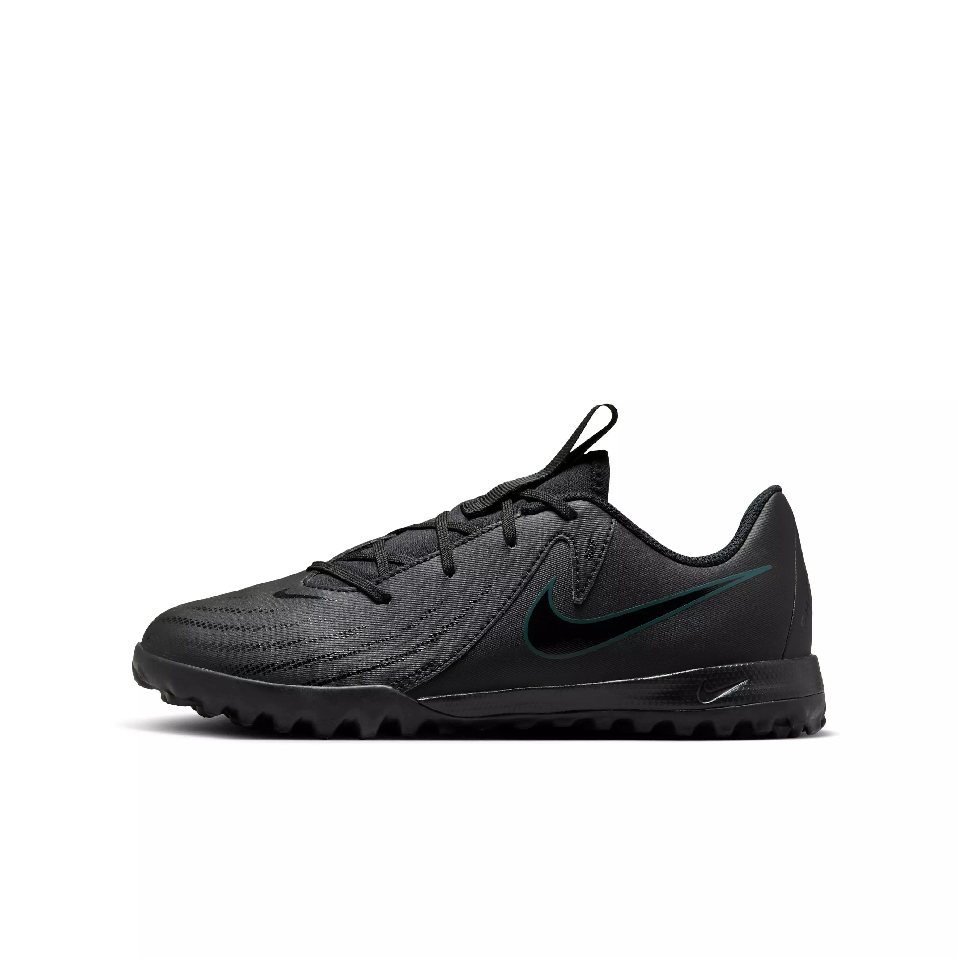 Nike Jr. Phantom GX 2 Academy Turf "Black/Deep Jungle/Black" Grade School Kids' Soccer Shoe - BLACK/JUNGLE/BLACK