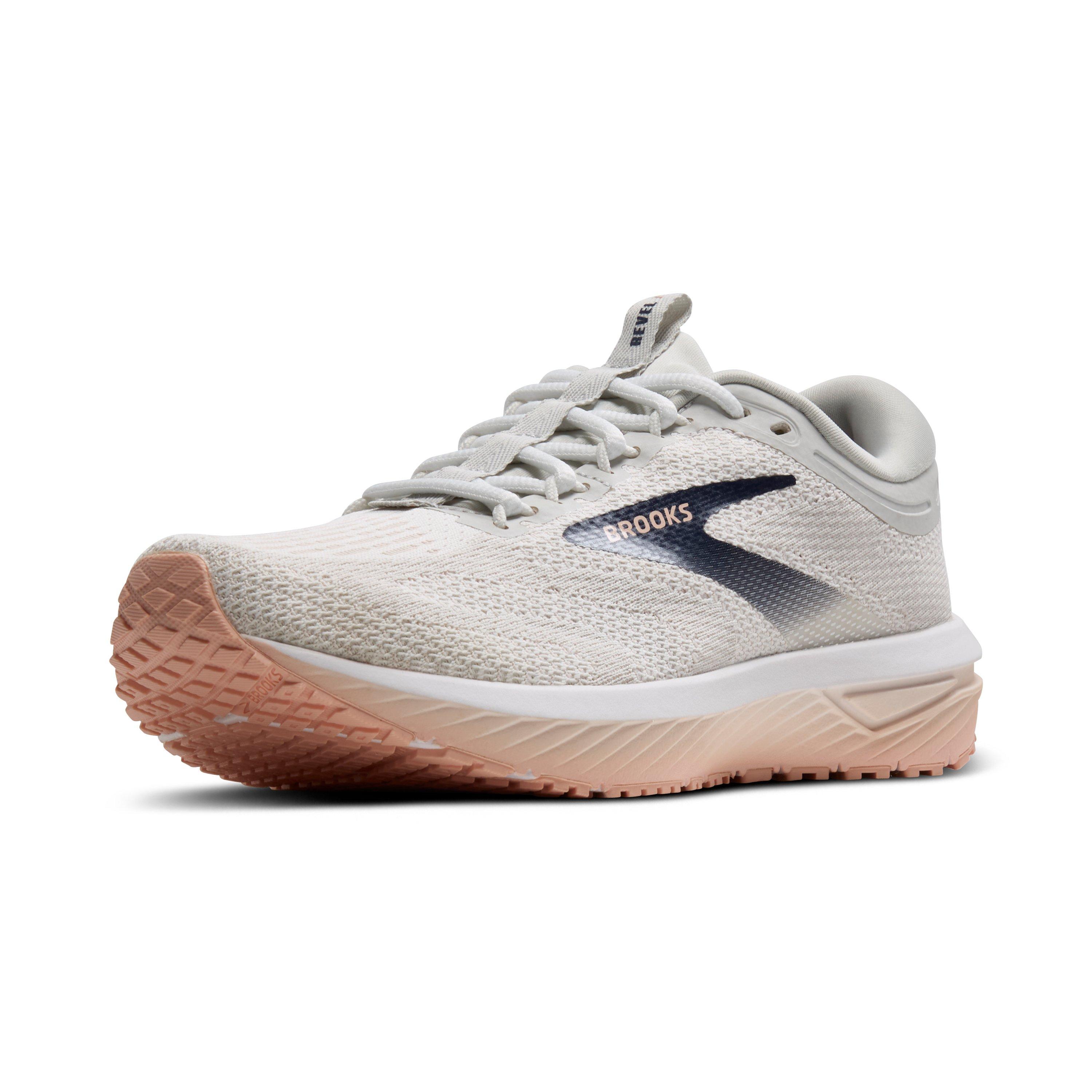 Brooks Revel 7 "Oyster/White/Tropical Peach" Women's Running Shoe - OYSTER/WHITE/PEACH Thumbnail View 3