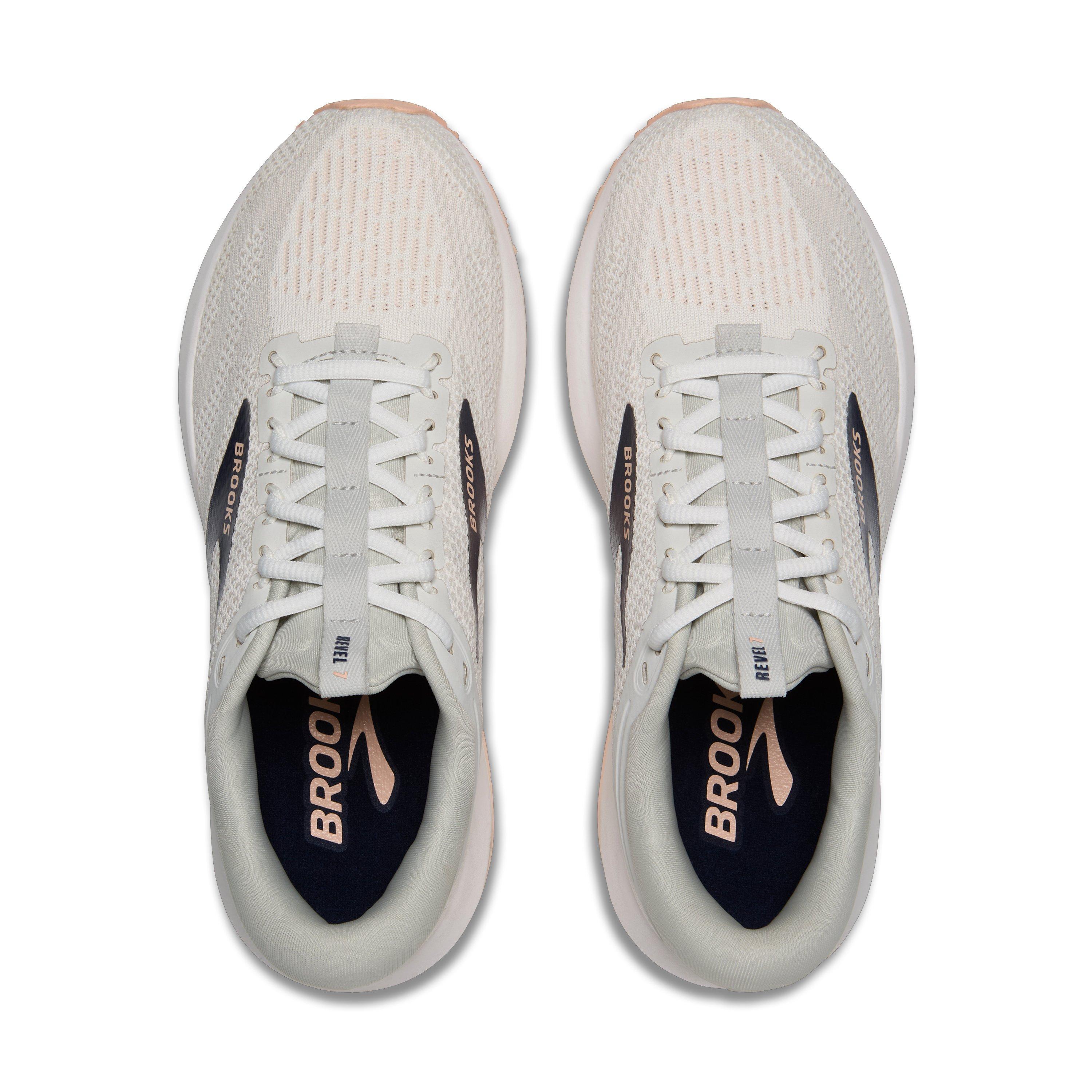 Brooks Revel 7 "Oyster/White/Tropical Peach" Women's Running Shoe - OYSTER/WHITE/PEACH Thumbnail View 5