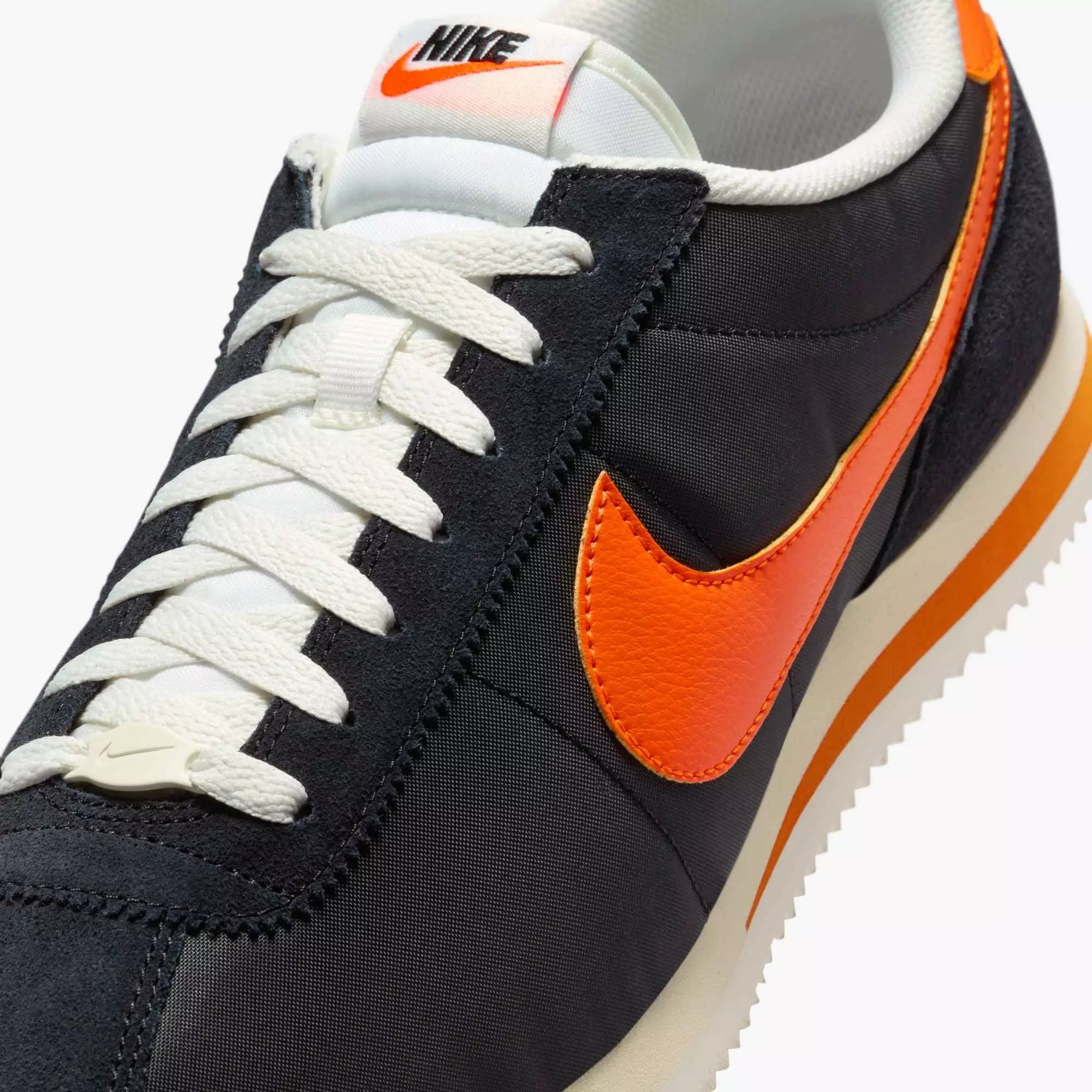 Nike Cortez Textile "Black/Sail/Muslin/Safety Orange" Men's Shoe - BLACK/SAIL/MUSLIN/ORANGE