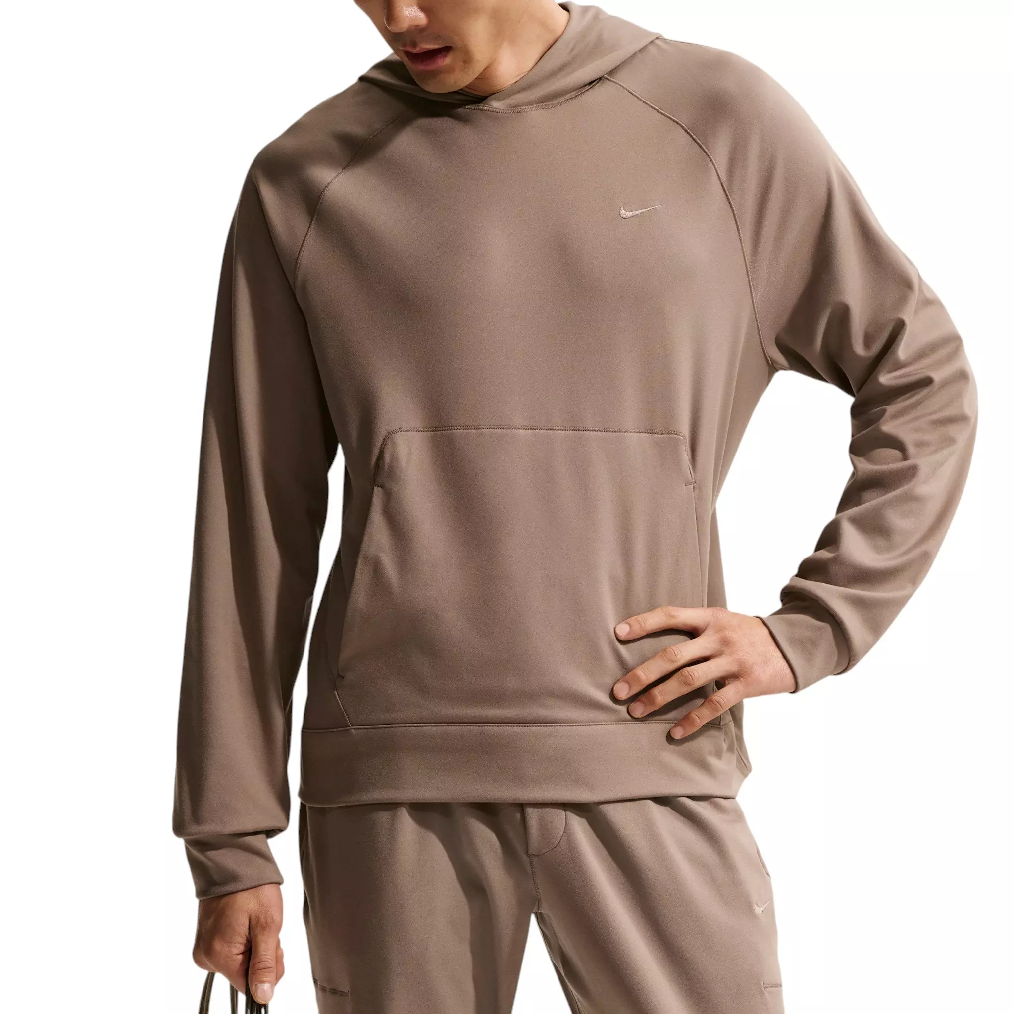 Nike Men's Primary NanoKnit Dri-FIT UV Protection Pullover Performance Hoodie - Brown - BROWN